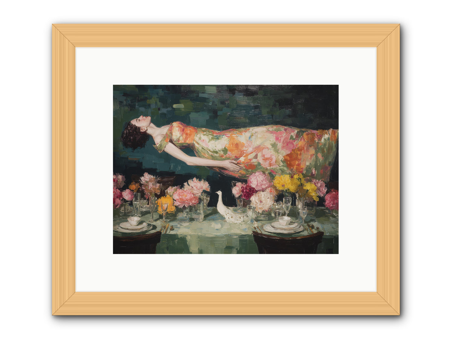 Midsummer at Parasol Park -- Framed Print - Natural 12x9