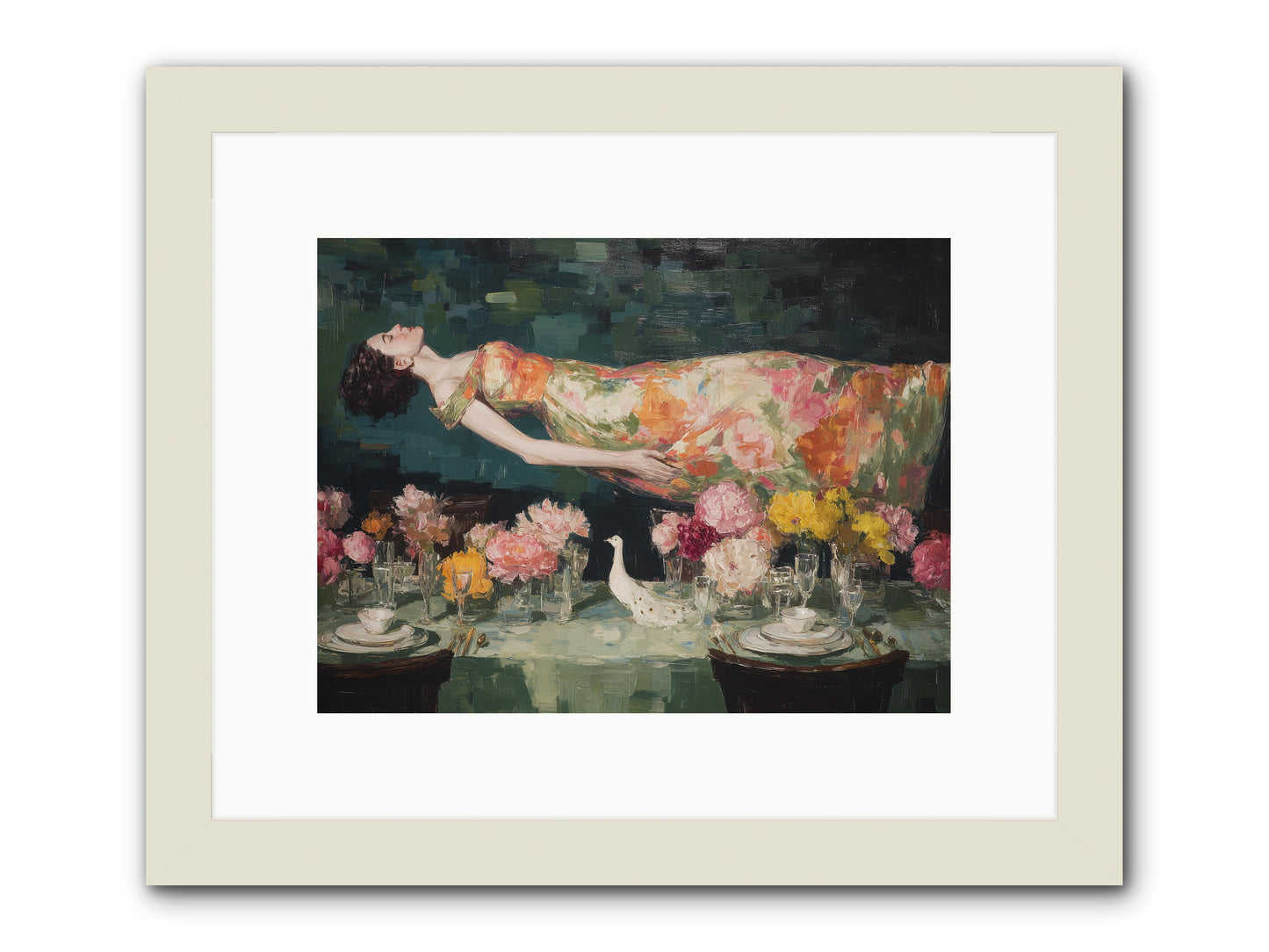 Midsummer at Parasol Park -- Framed Print - White 12x9
