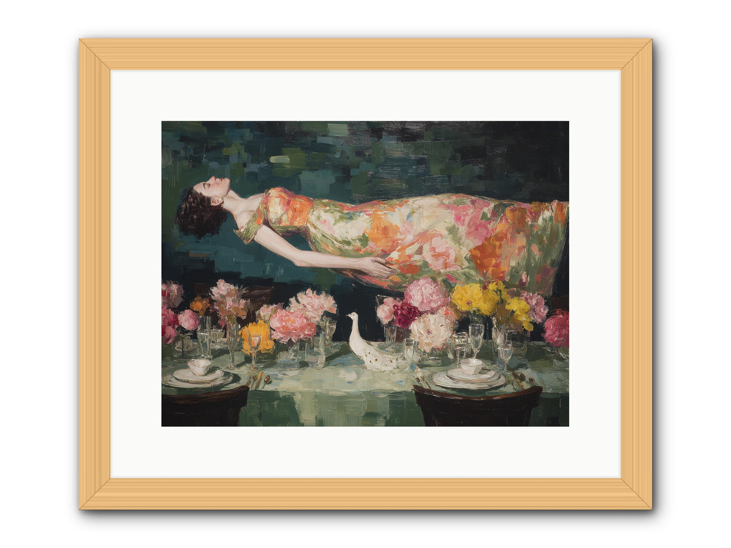 Midsummer at Parasol Park -- Framed Print - Natural 16x12