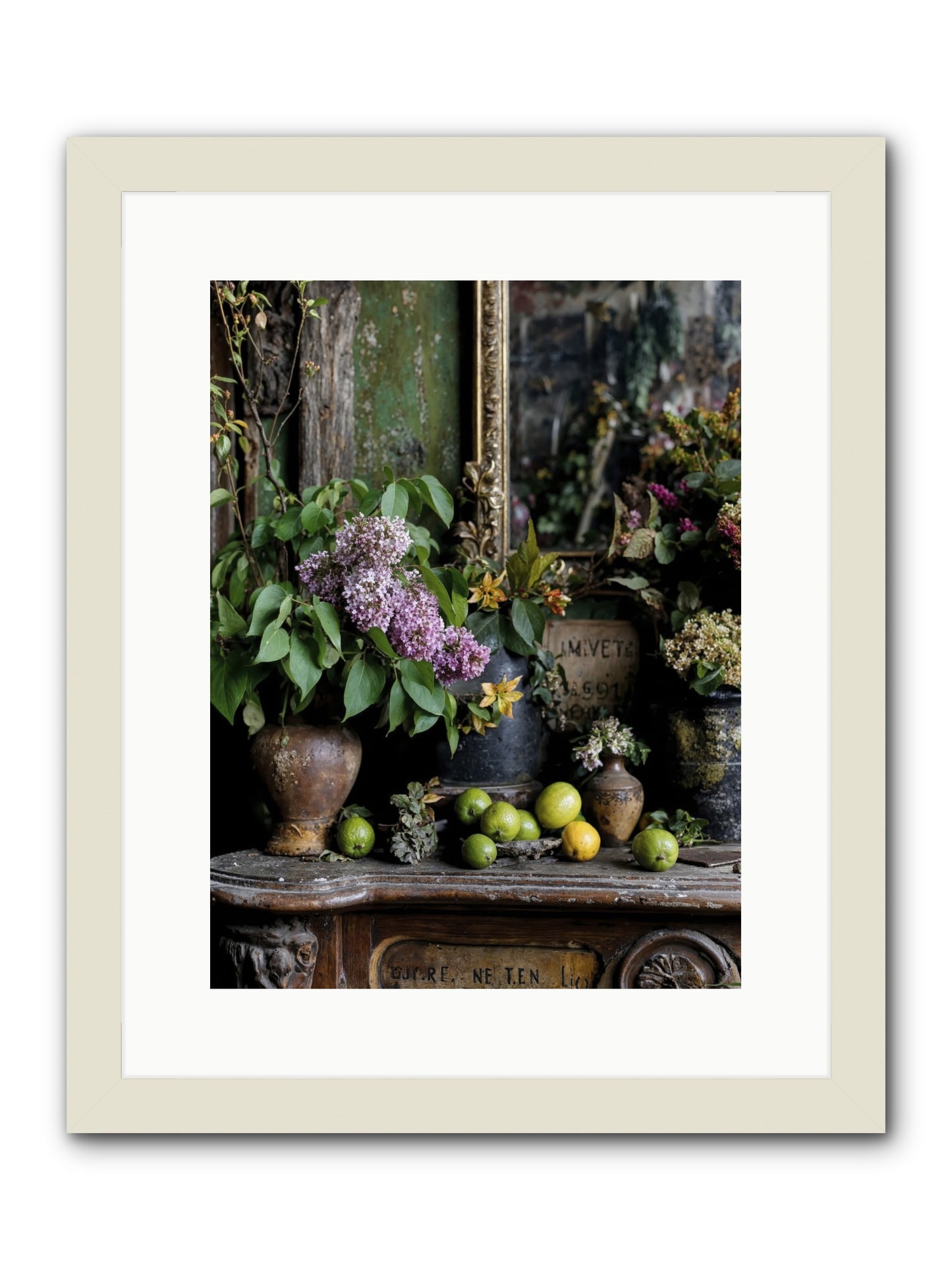 Midsummer's Garden Scheme -- Framed Print - White 12x16