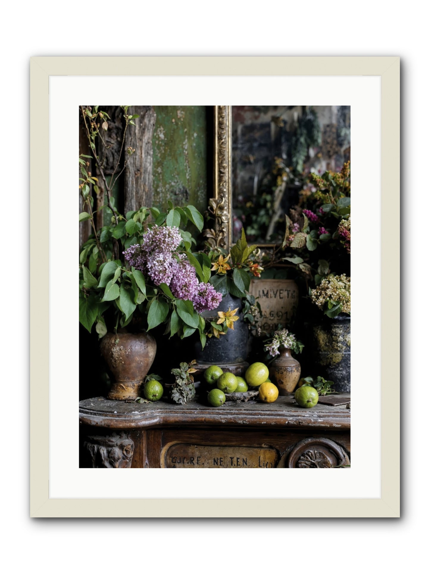 Midsummer's Garden Scheme -- Framed Print - White 18x24
