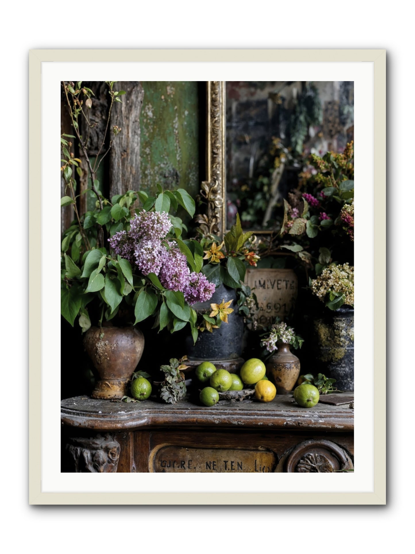 Midsummer's Garden Scheme -- Framed Print - White 30x40
