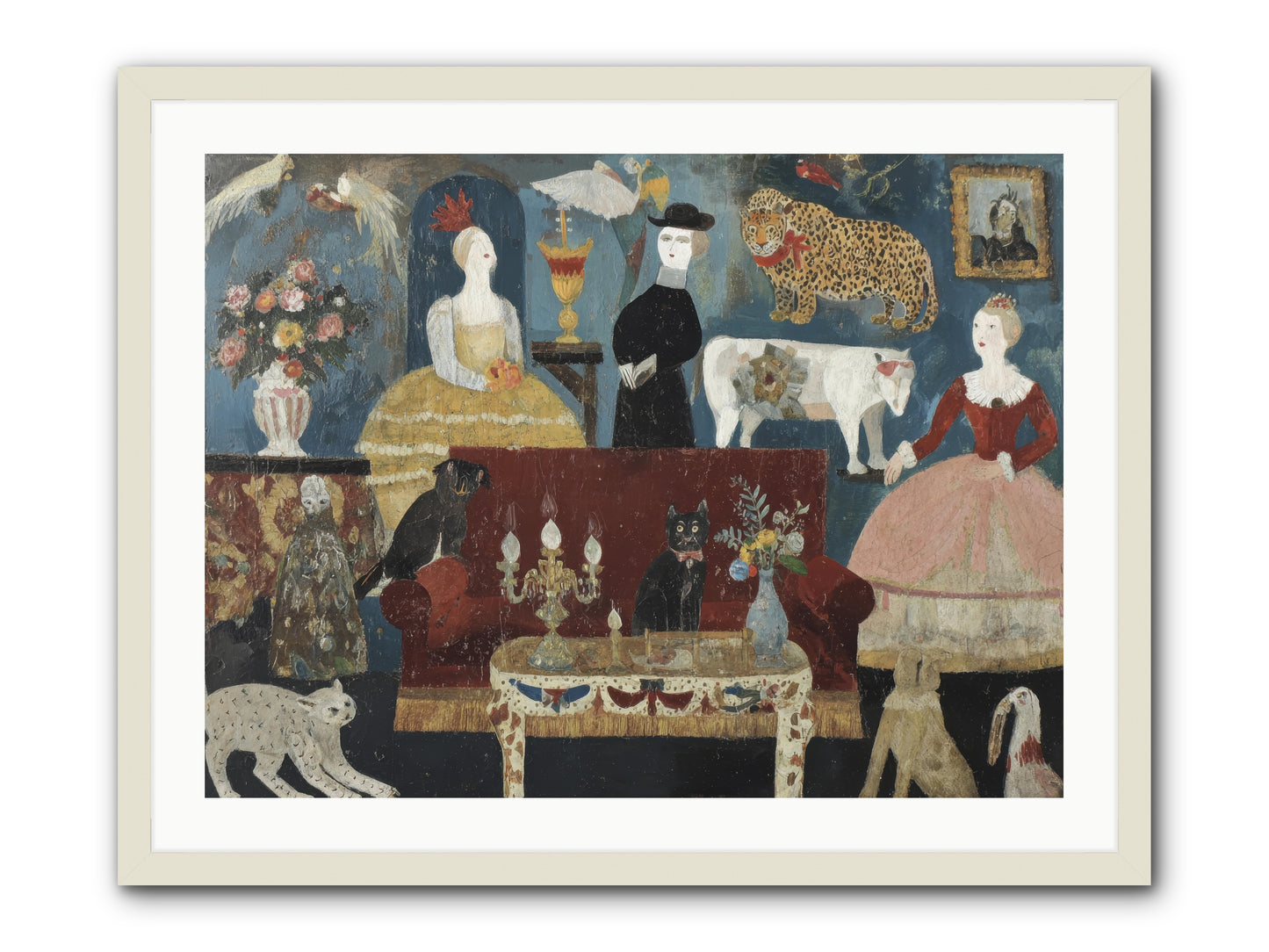 Mirth at Montpelier House -- Framed Print - White 32x24