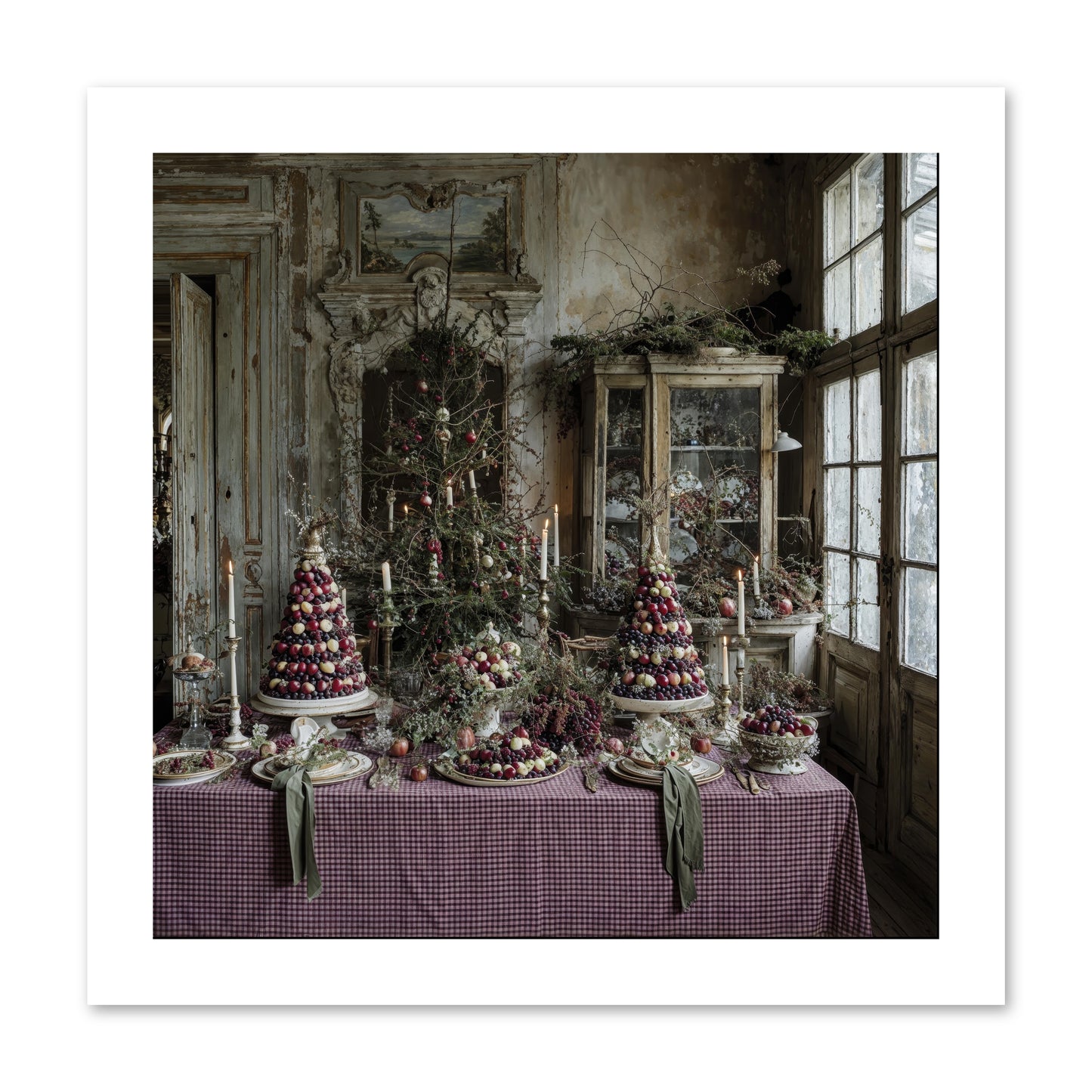 Mistletoe Meadow Cottage -- Paper Print 12x12