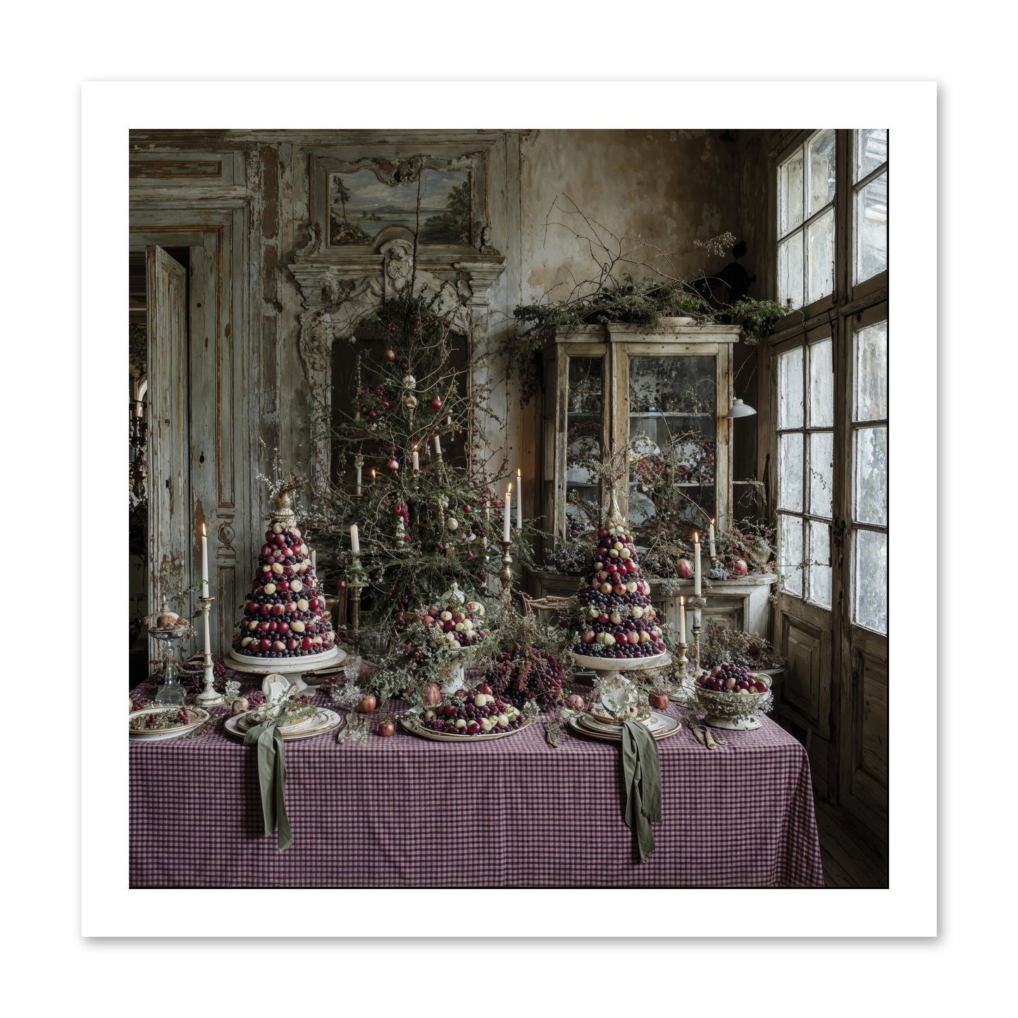 Mistletoe Meadow Cottage -- Loose Canvas Print 16x16