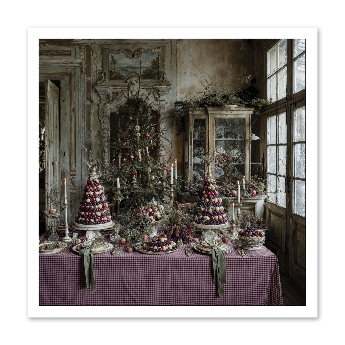 Mistletoe Meadow Cottage -- Loose Canvas Print 24x24