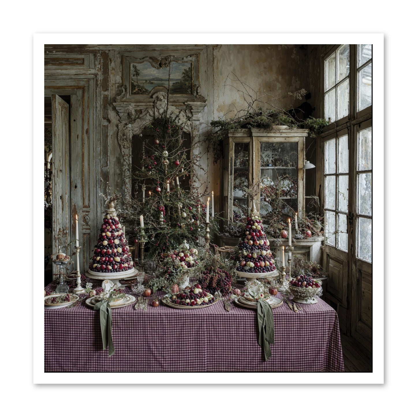 Mistletoe Meadow Cottage -- Loose Canvas Print 30x30