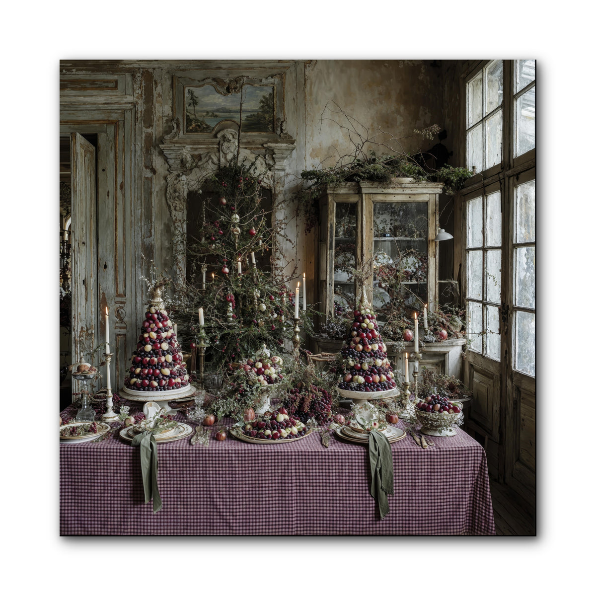Mistletoe Meadow Cottage -- Wrapped Canvas 10x10