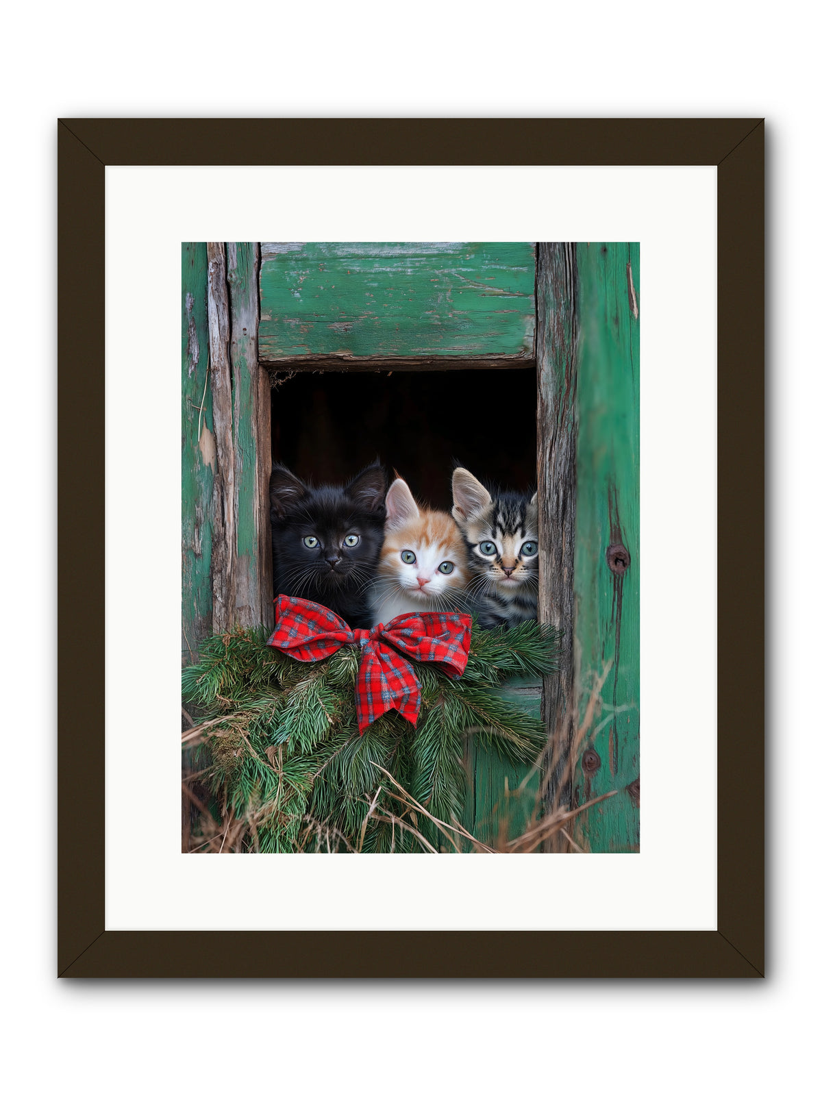 Mittened Mischief -- Framed Print - Black 12x16