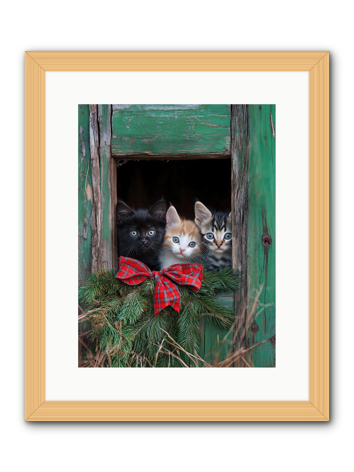 Mittened Mischief -- Framed Print - Natural 12x16