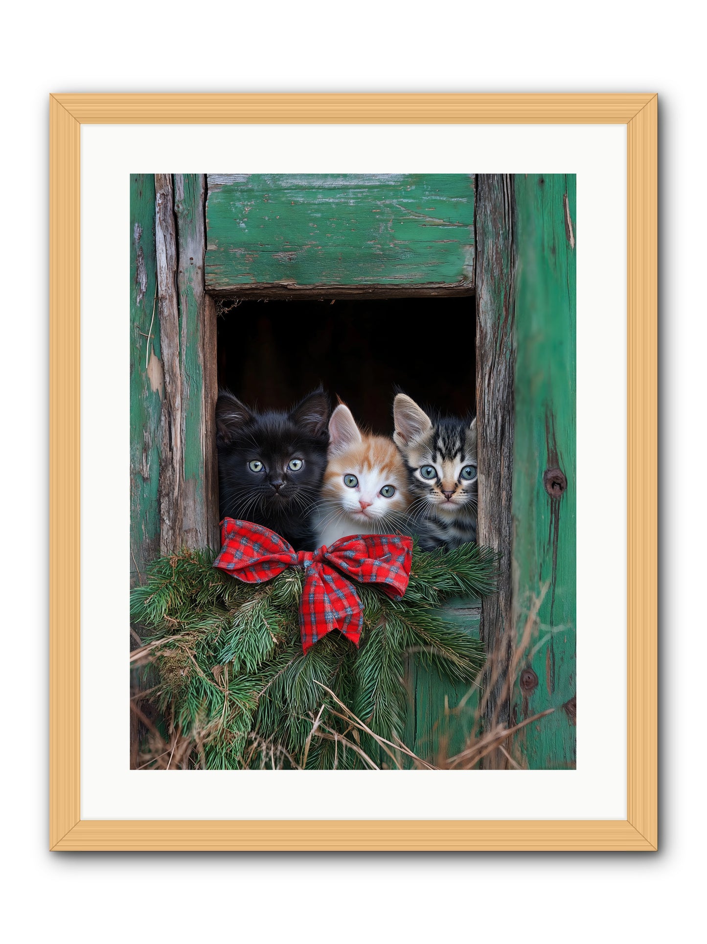Mittened Mischief -- Framed Print - Natural 18x24