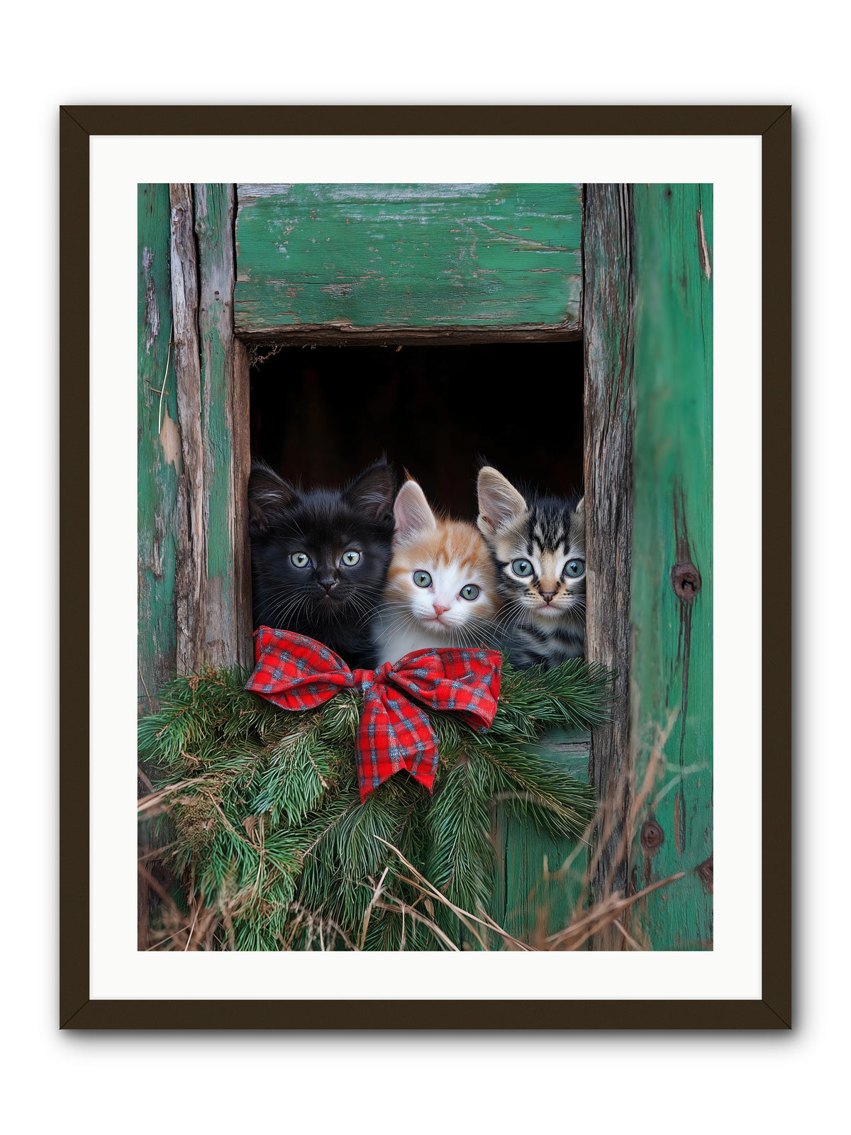 Mittened Mischief -- Framed Print - Black 24x32