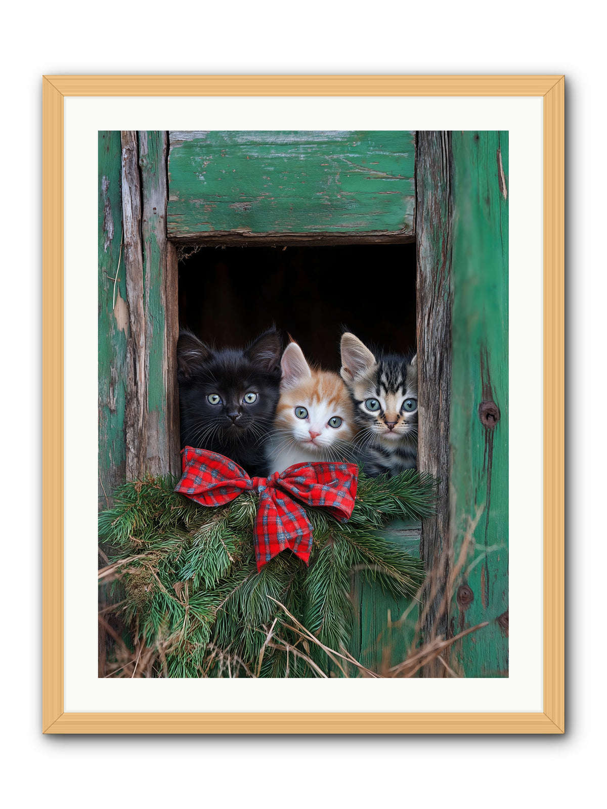 Mittened Mischief -- Framed Print - Natural 24x32