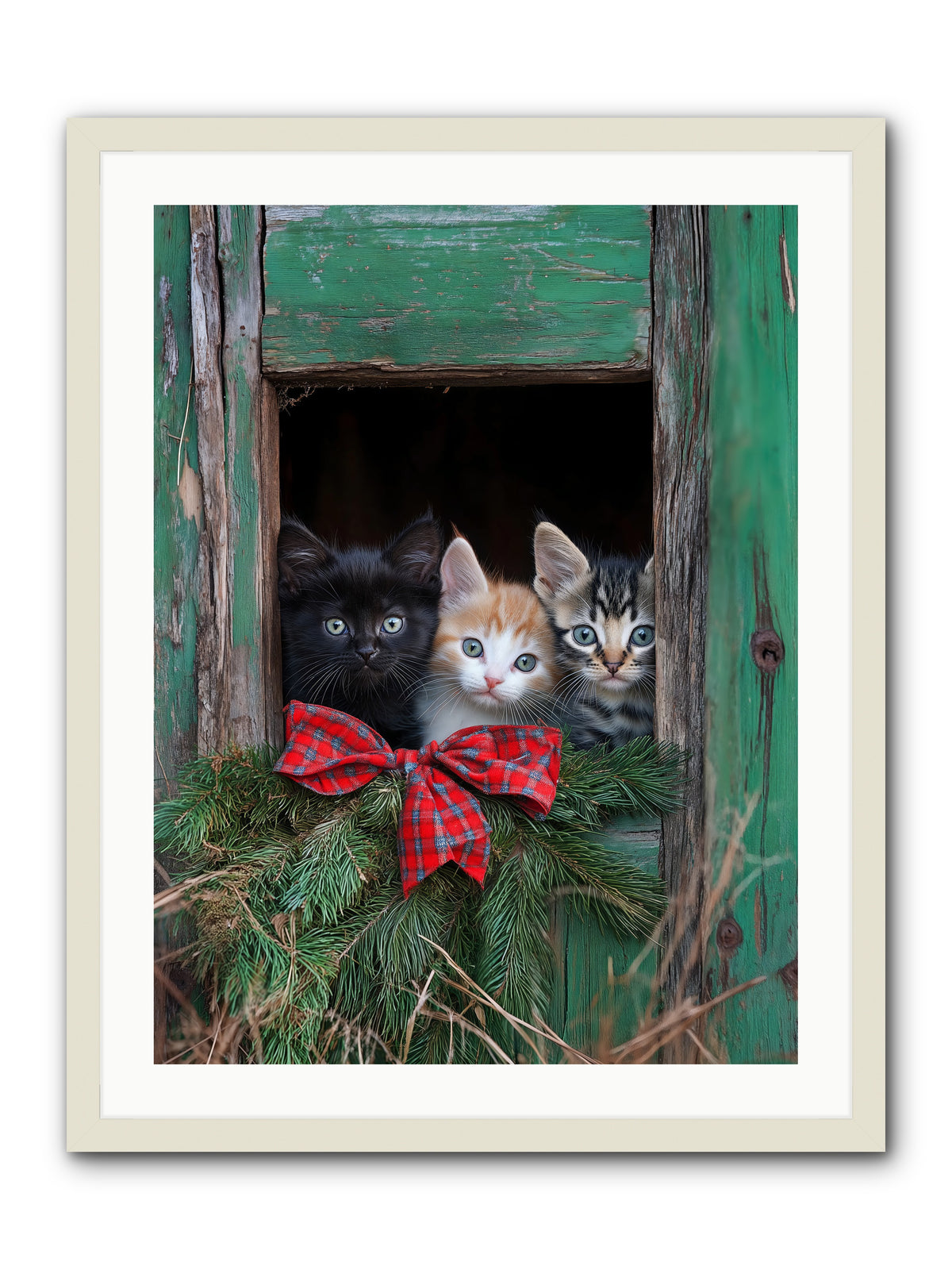 Mittened Mischief -- Framed Print - White 24x32