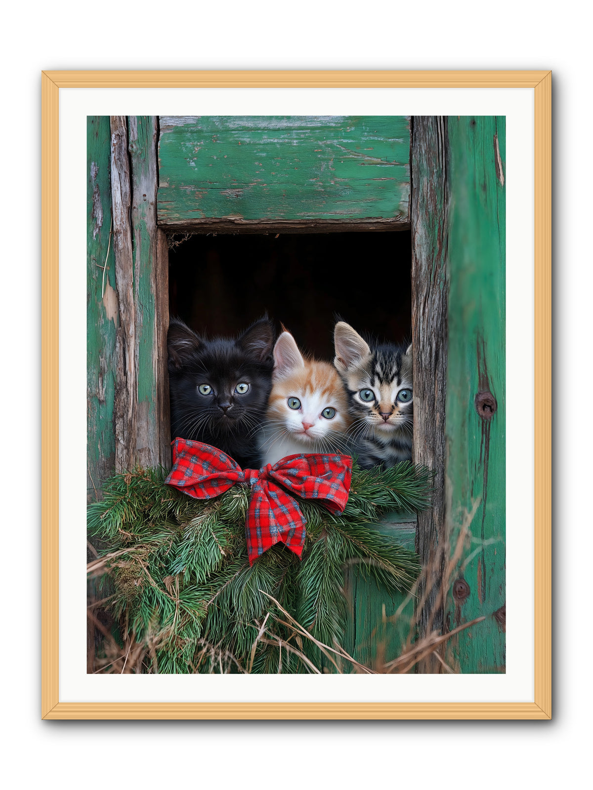 Mittened Mischief -- Framed Print - Natural 30x40