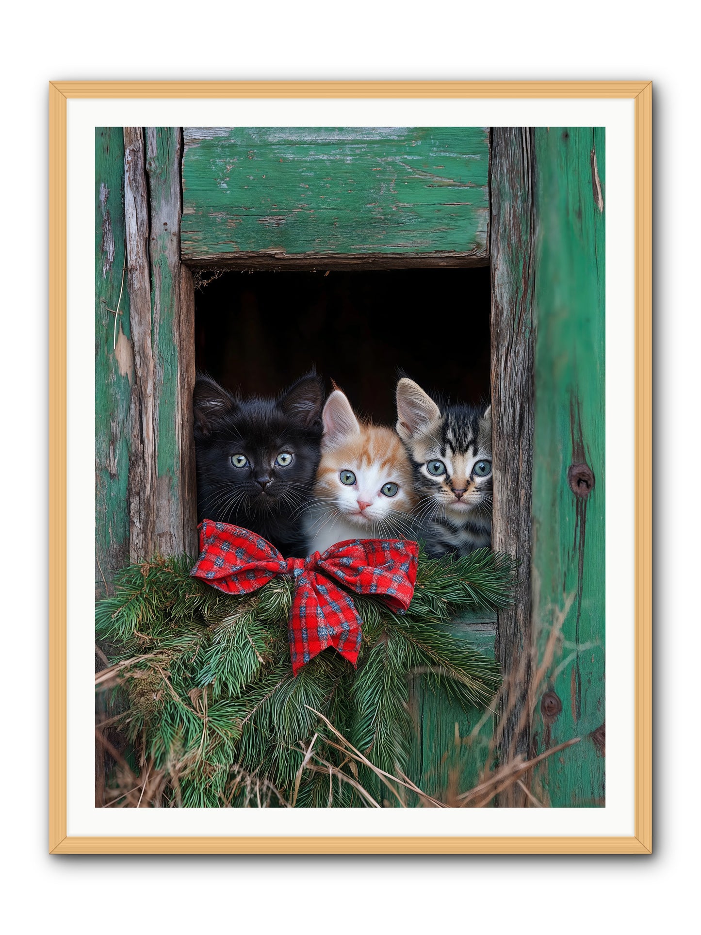 Mittened Mischief -- Framed Print - Natural 36x48