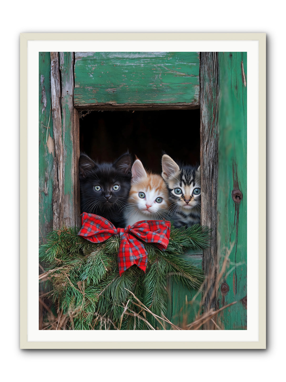 Mittened Mischief -- Framed Print - White 36x48