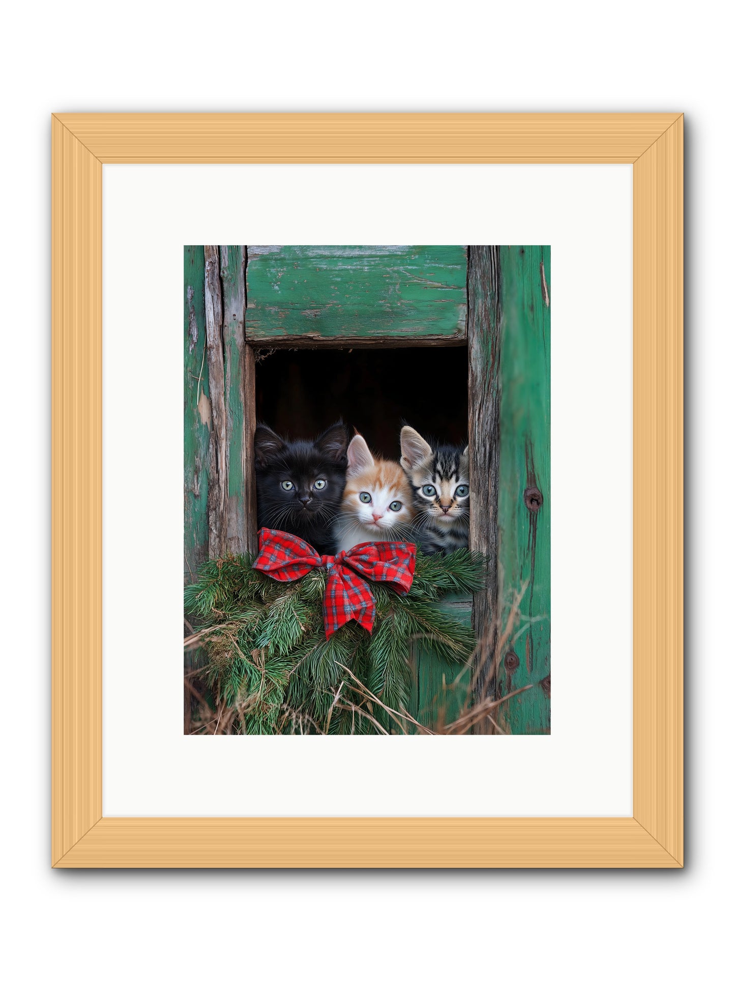 Mittened Mischief -- Framed Print - Natural 9x12