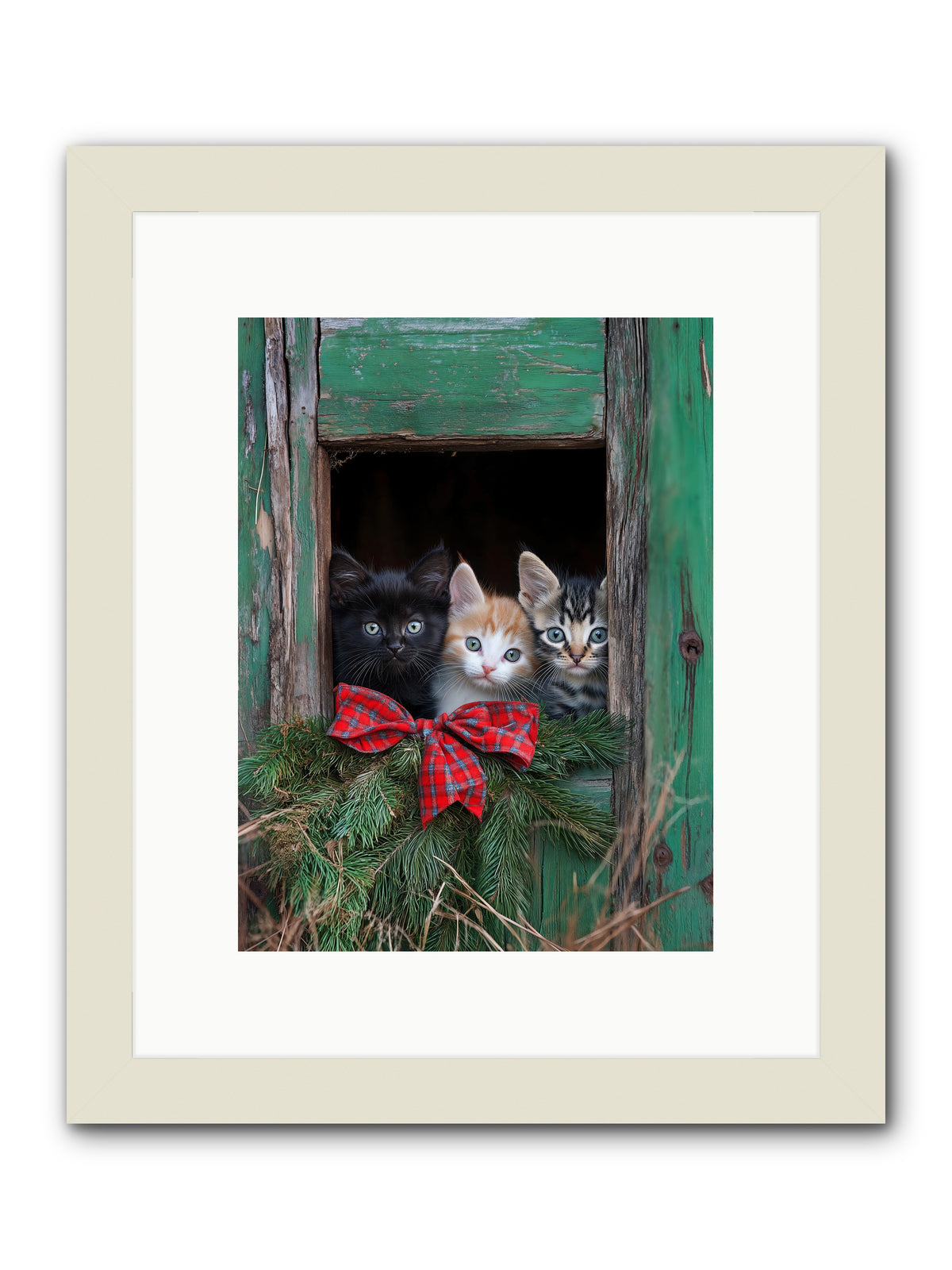 Mittened Mischief -- Framed Print - White 9x12
