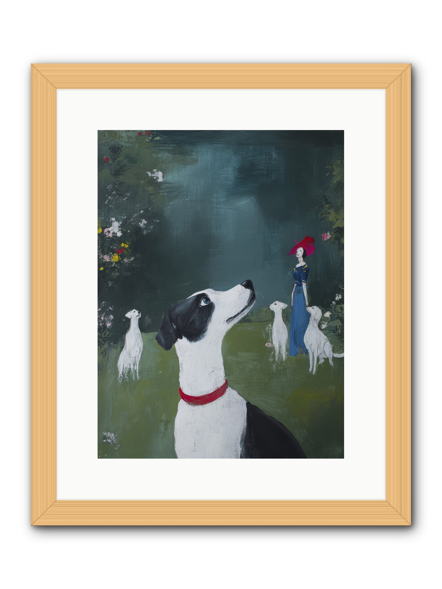 Moon Gazing Moment -- Framed Print - Natural 12x16