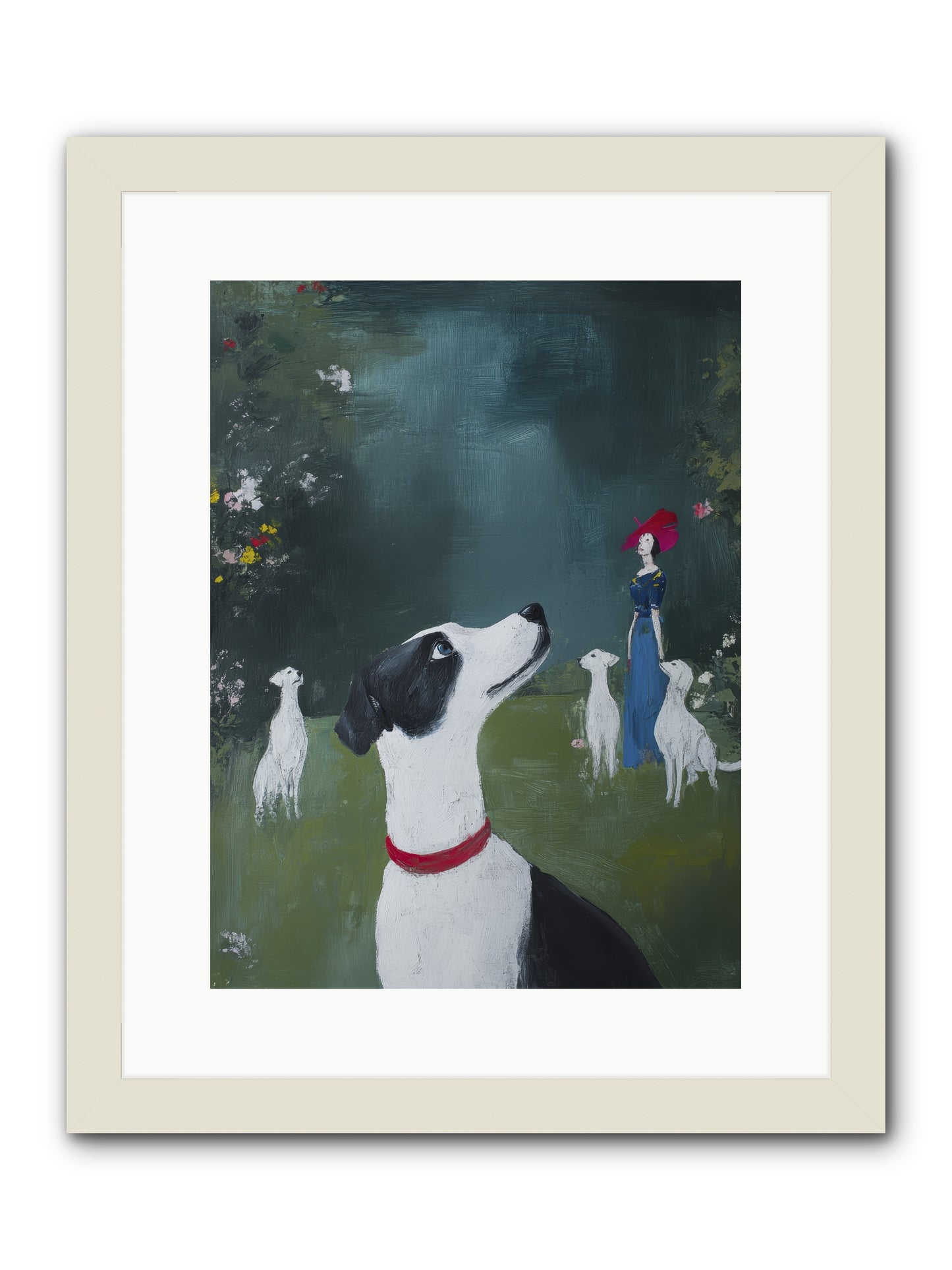 Moon Gazing Moment -- Framed Print - White 12x16