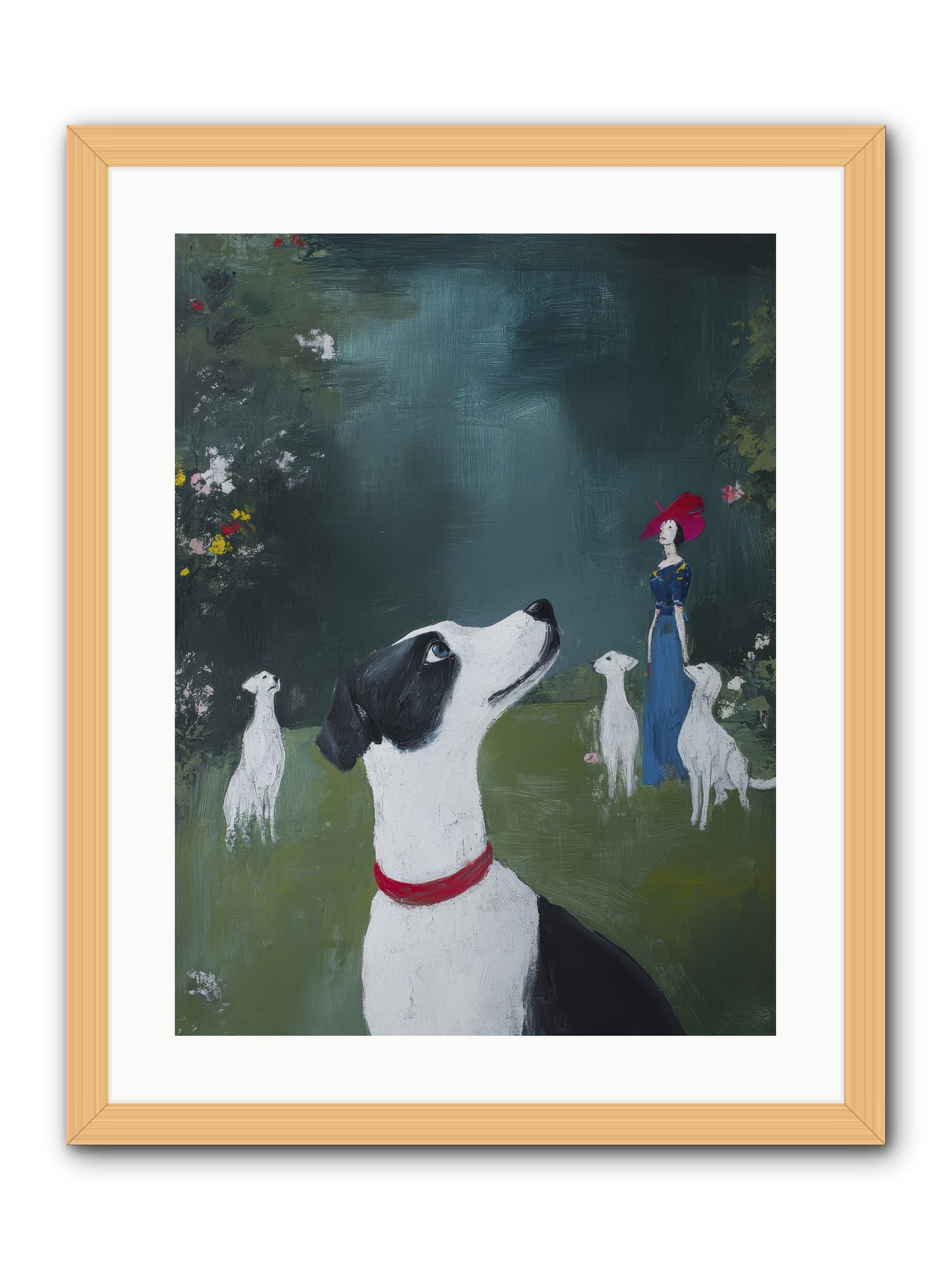 Moon Gazing Moment -- Framed Print - Natural 18x24