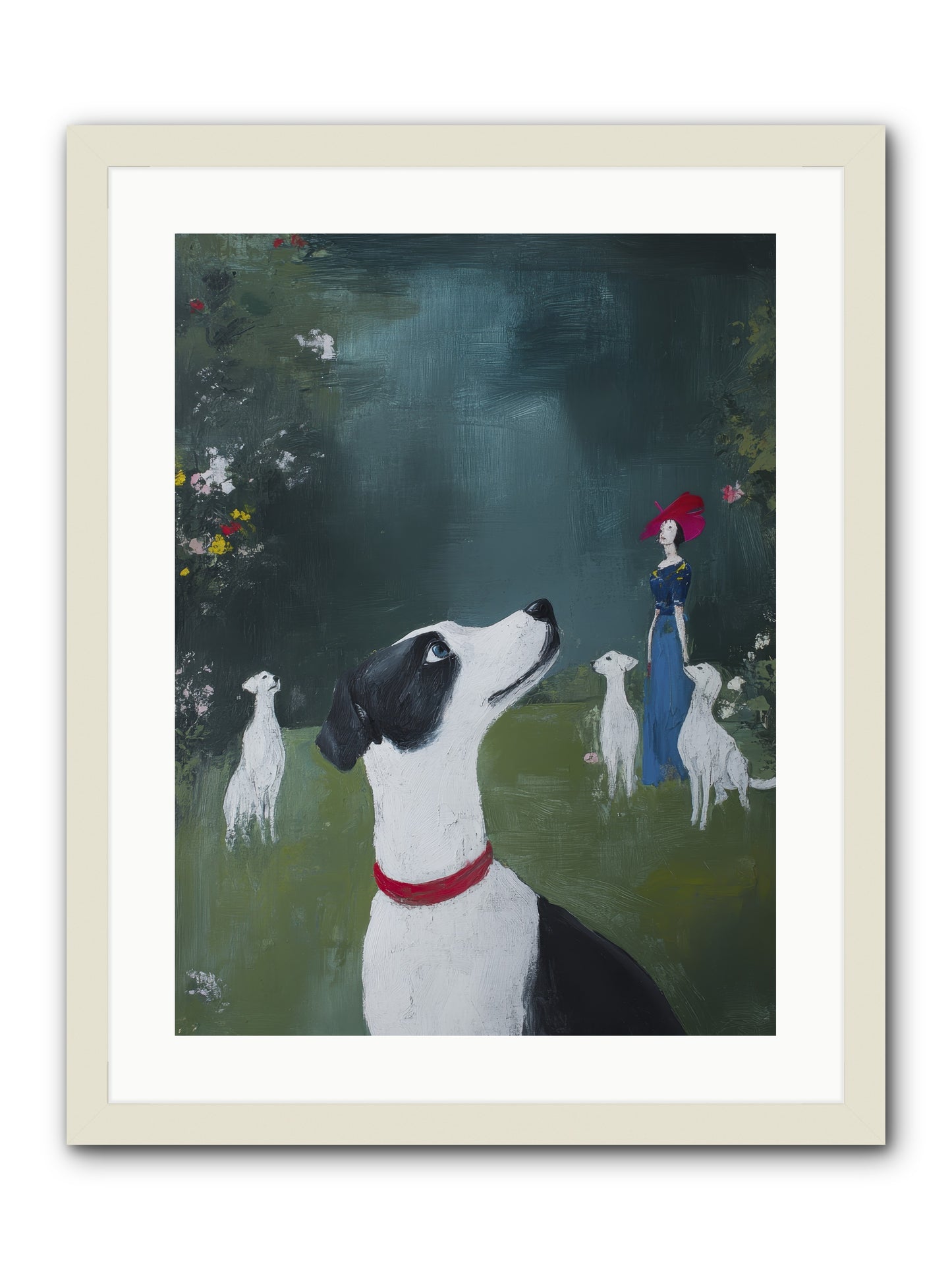 Moon Gazing Moment -- Framed Print - White 18x24