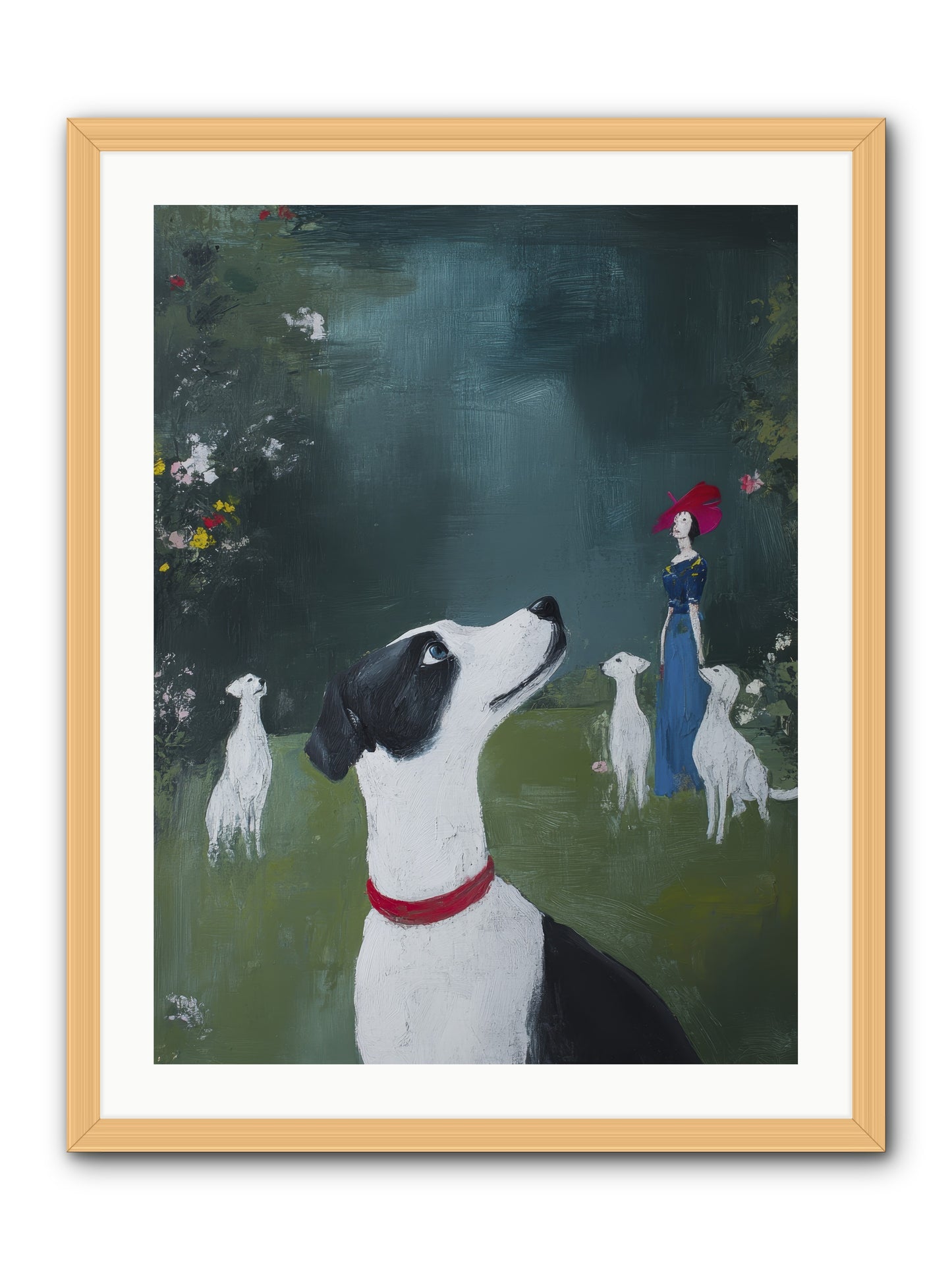 Moon Gazing Moment -- Framed Print - Natural 24x32