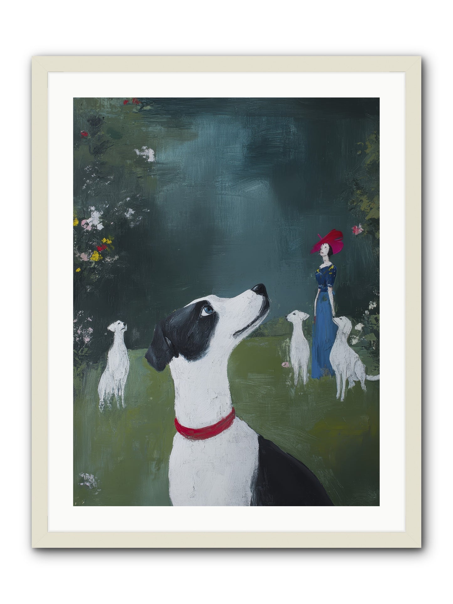 Moon Gazing Moment -- Framed Print - White 24x32