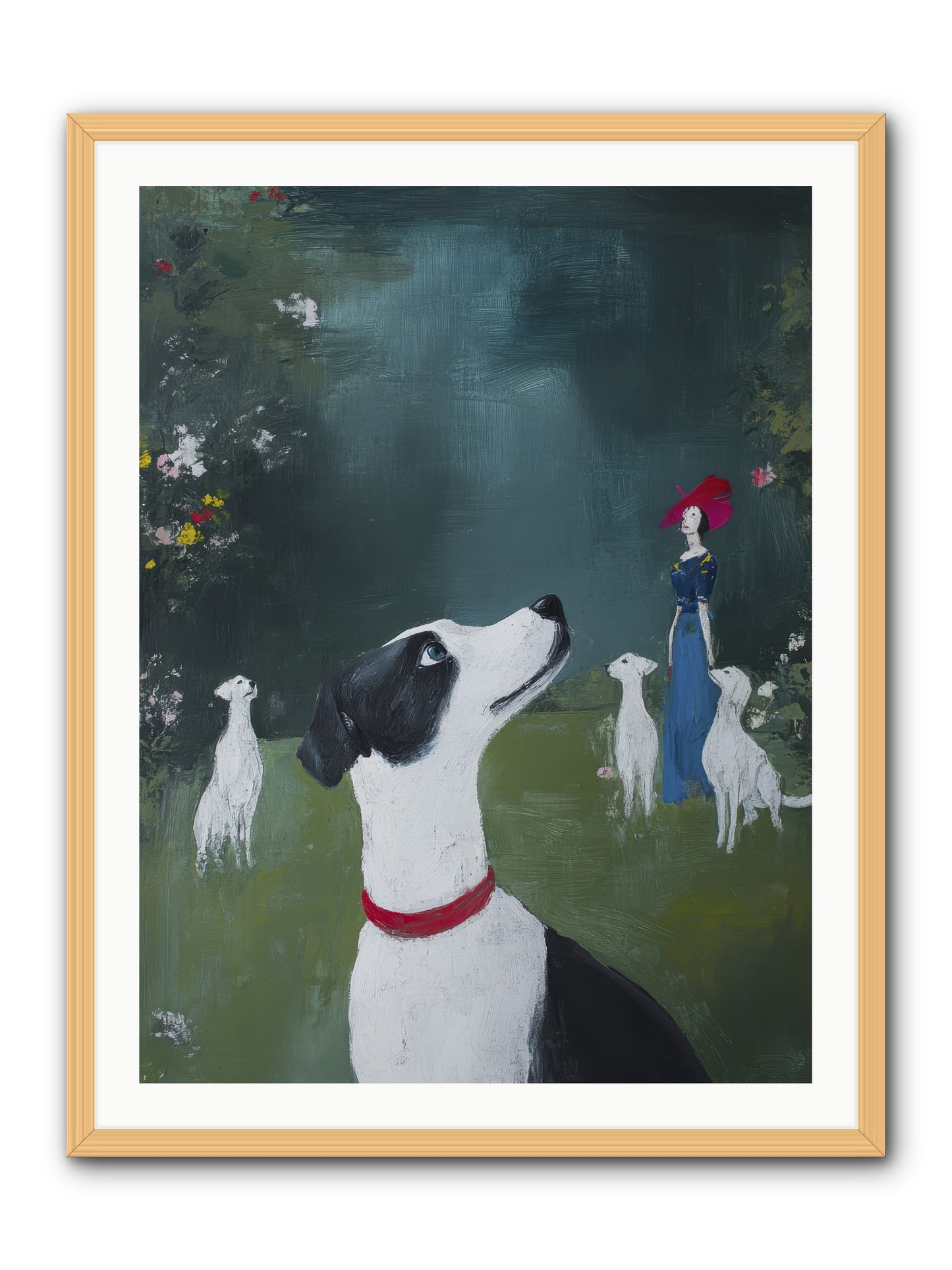 Moon Gazing Moment -- Framed Print - Natural 30x40