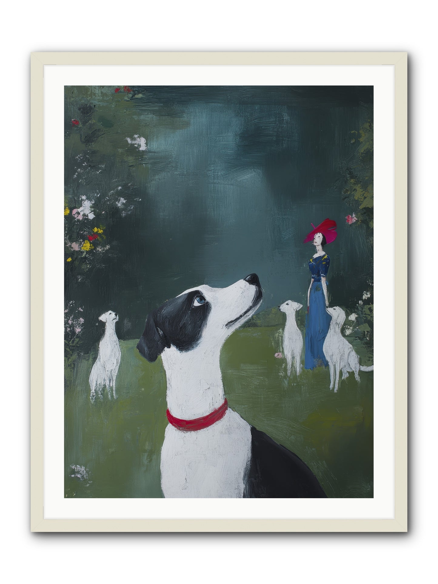 Moon Gazing Moment -- Framed Print - White 30x40