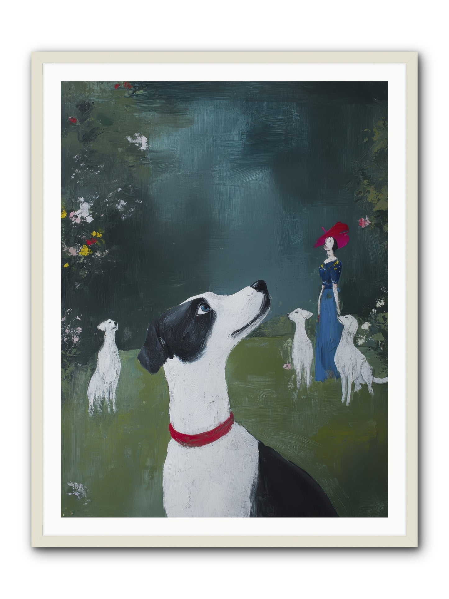 Moon Gazing Moment -- Framed Print - White 36x48