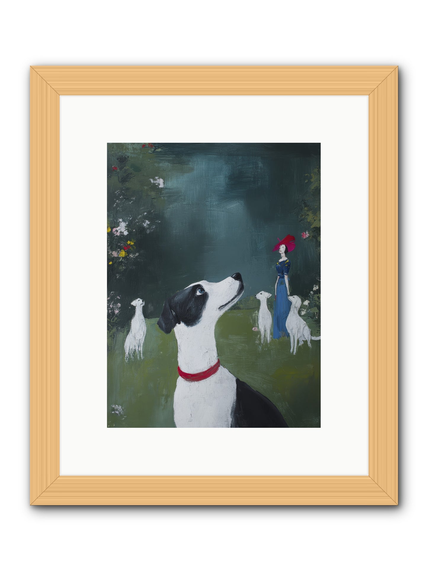 Moon Gazing Moment -- Framed Print - Natural 9x12
