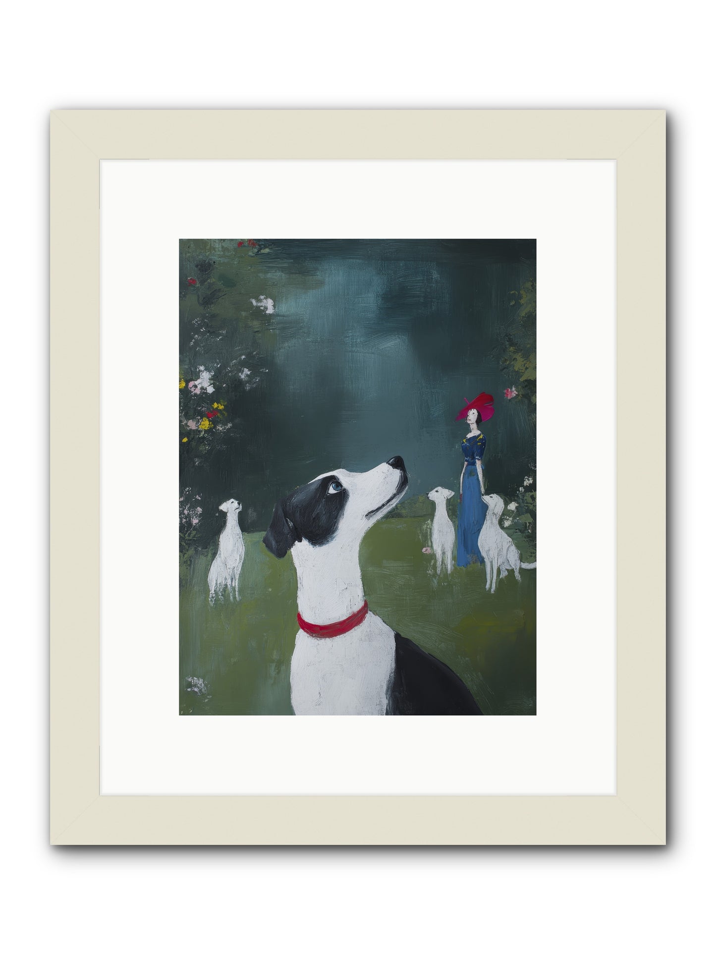 Moon Gazing Moment -- Framed Print - White 9x12