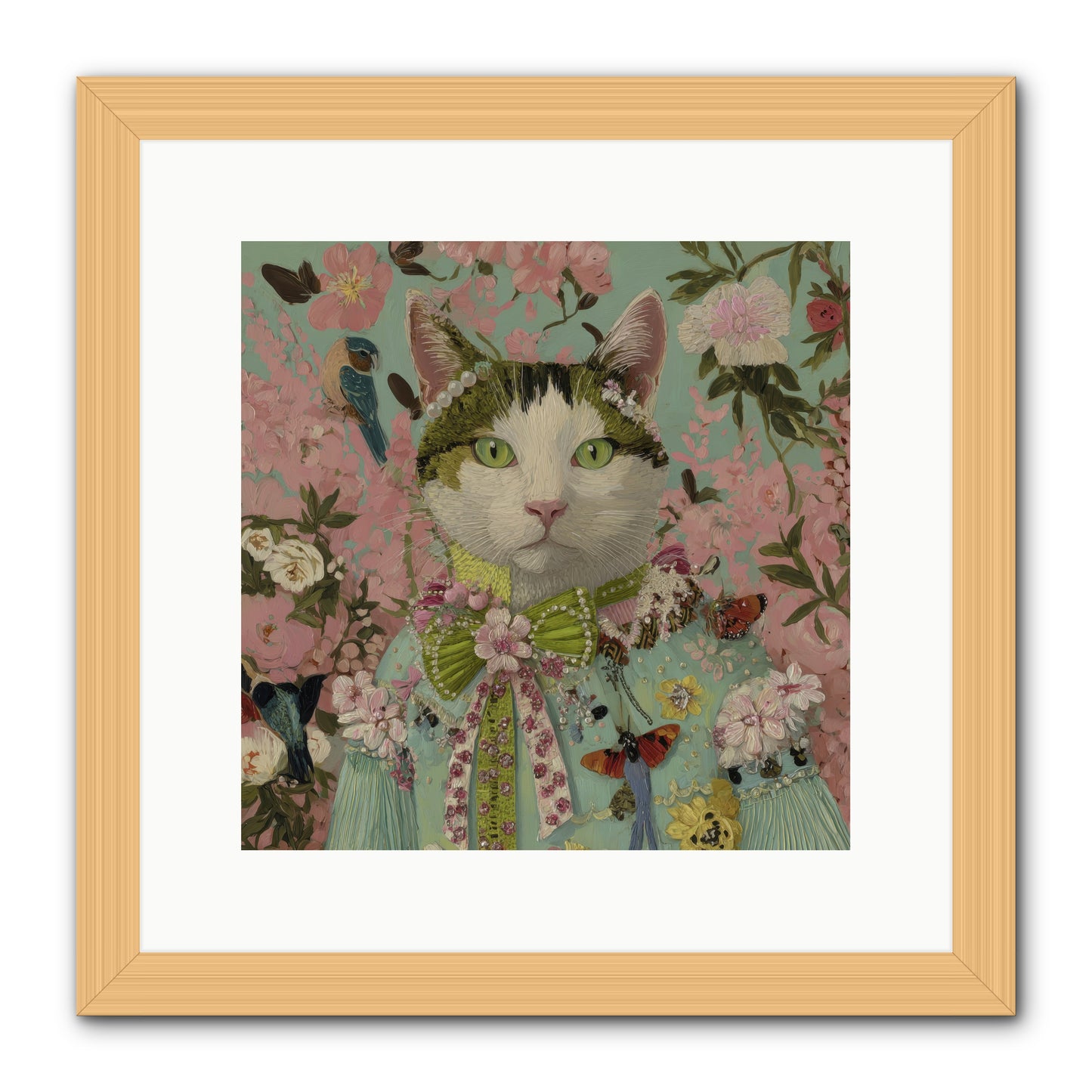 Moonflower Garden -- Framed Print - Natural 12x12