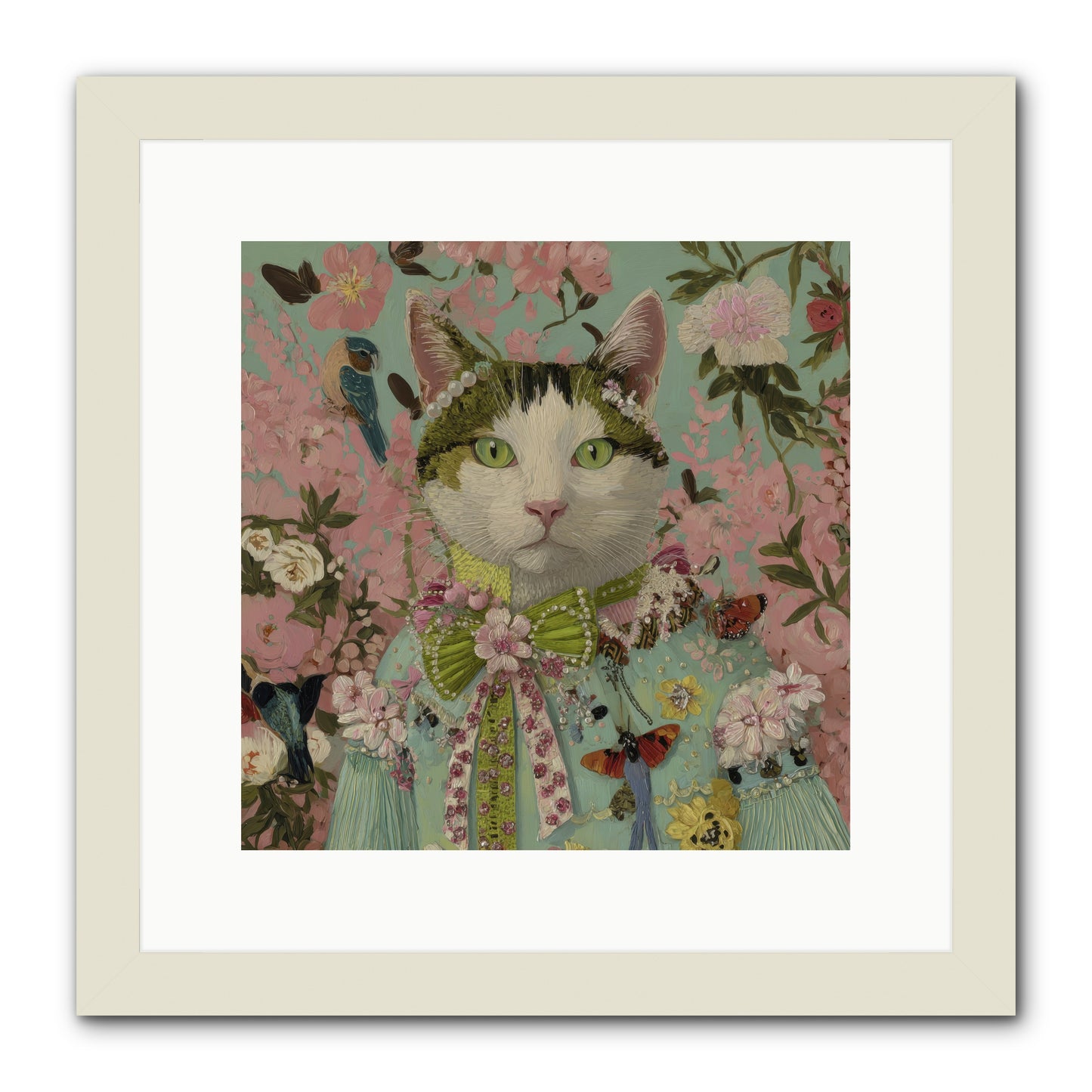 Moonflower Garden -- Framed Print - White 12x12