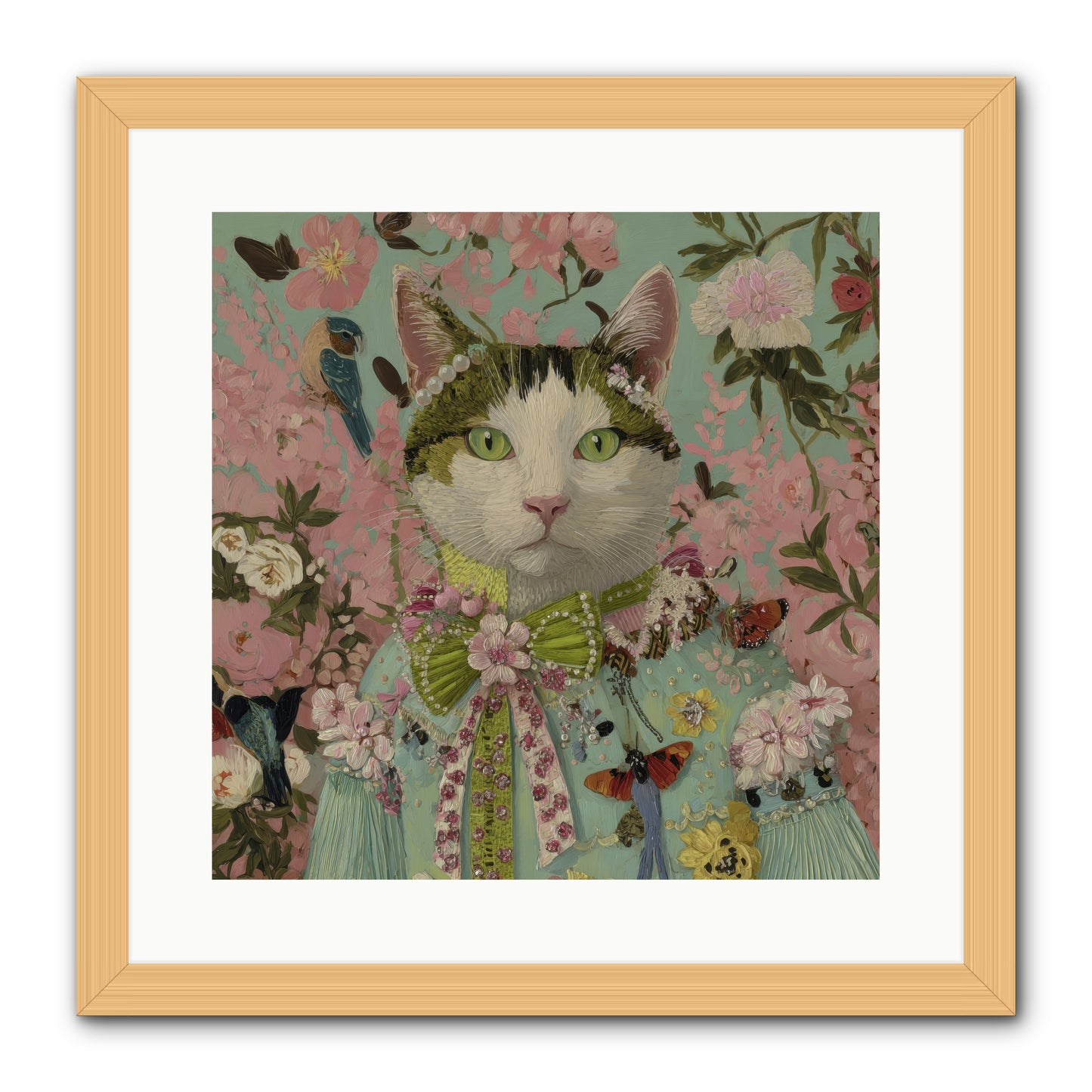 Moonflower Garden -- Framed Print - Natural 16x16