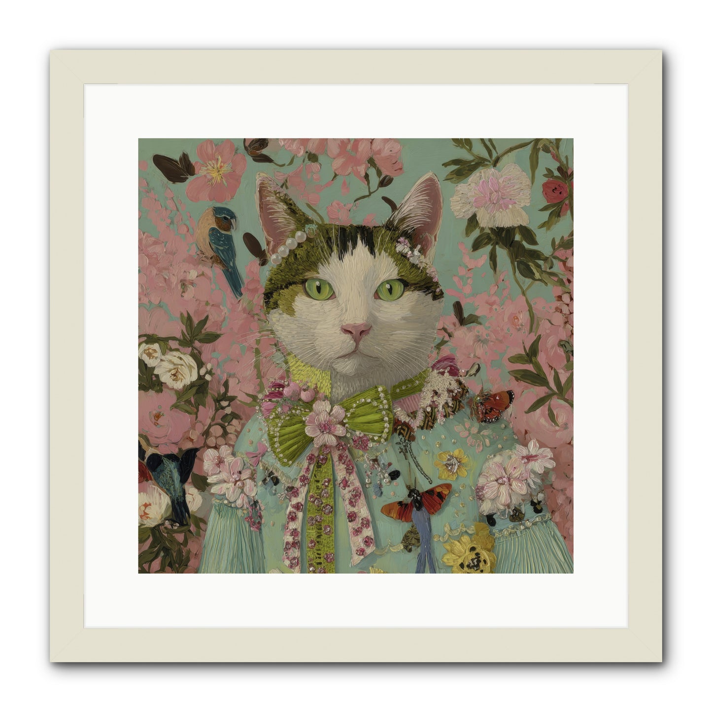 Moonflower Garden -- Framed Print - White 16x16