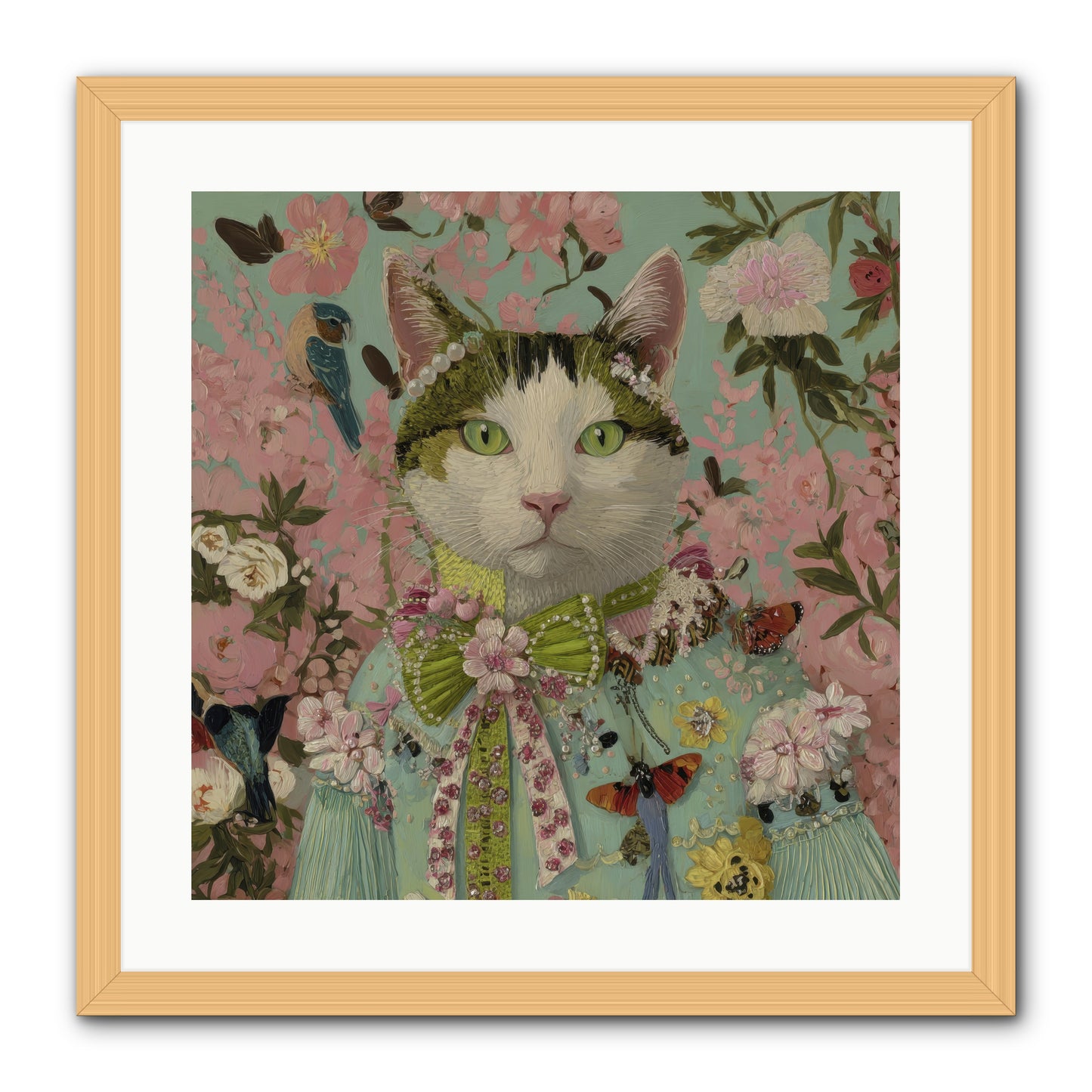 Moonflower Garden -- Framed Print - Natural 20x20