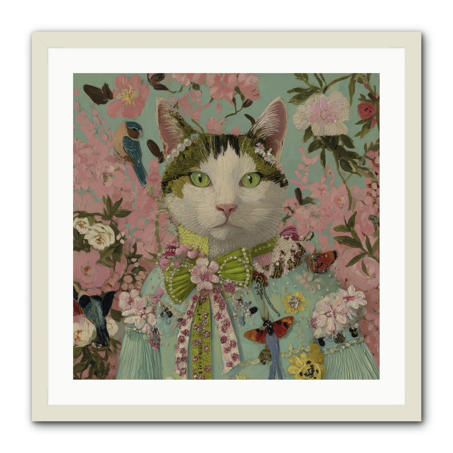 Moonflower Garden -- Framed Print - White 24x24