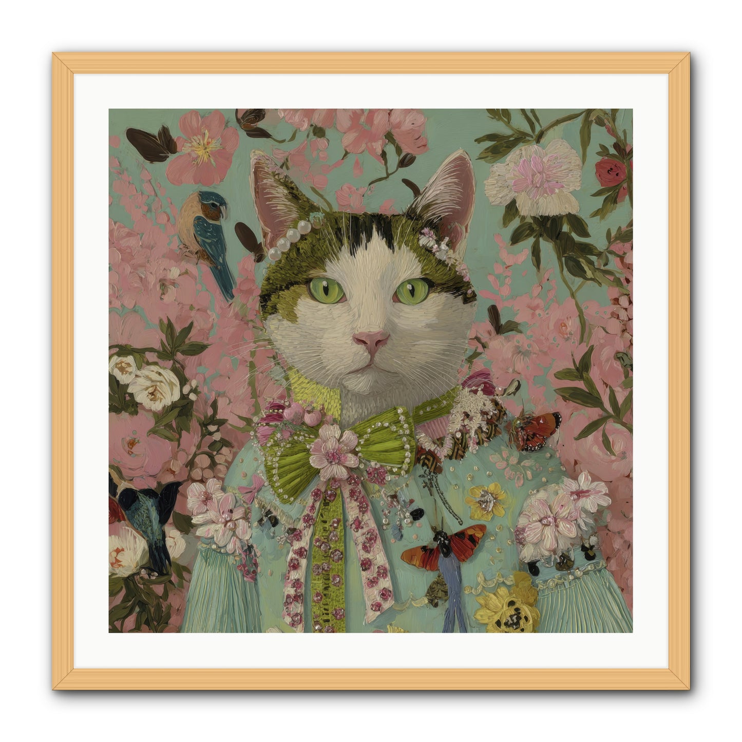 Moonflower Garden -- Framed Print - Natural 30x30