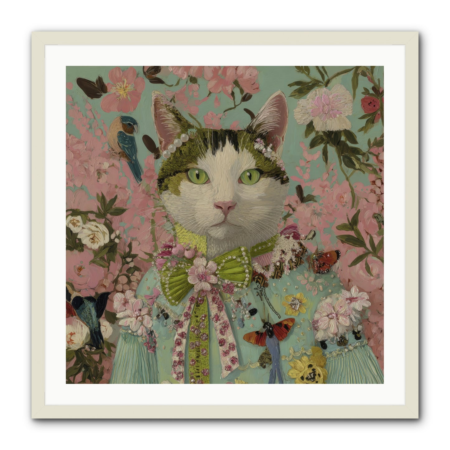 Moonflower Garden -- Framed Print - White 30x30