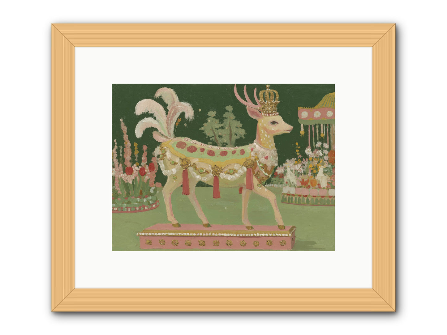 Moonlight Frolic -- Framed Print - Natural 12x9