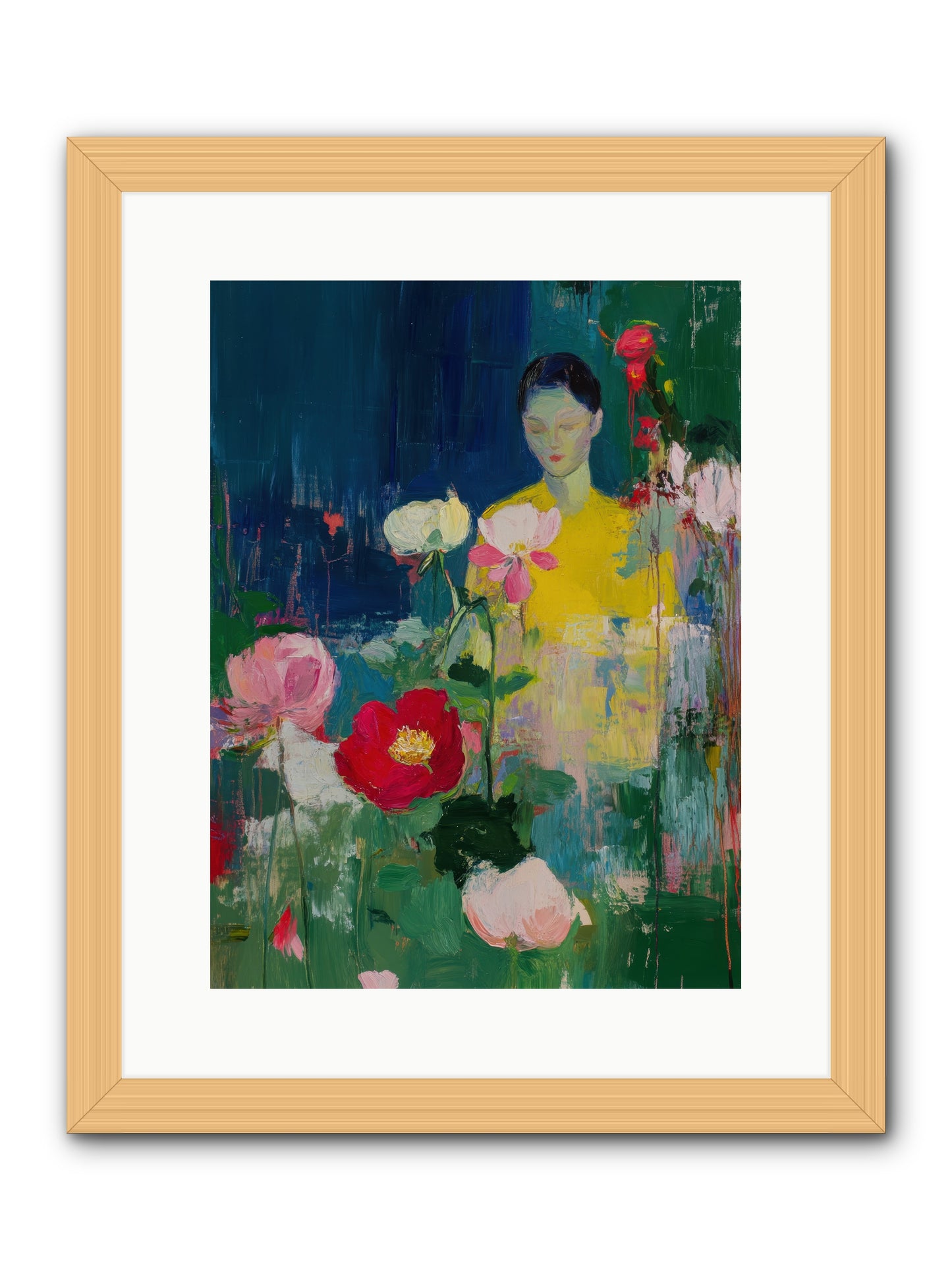 Moonlit Floraison -- Framed Print - Natural 12x16