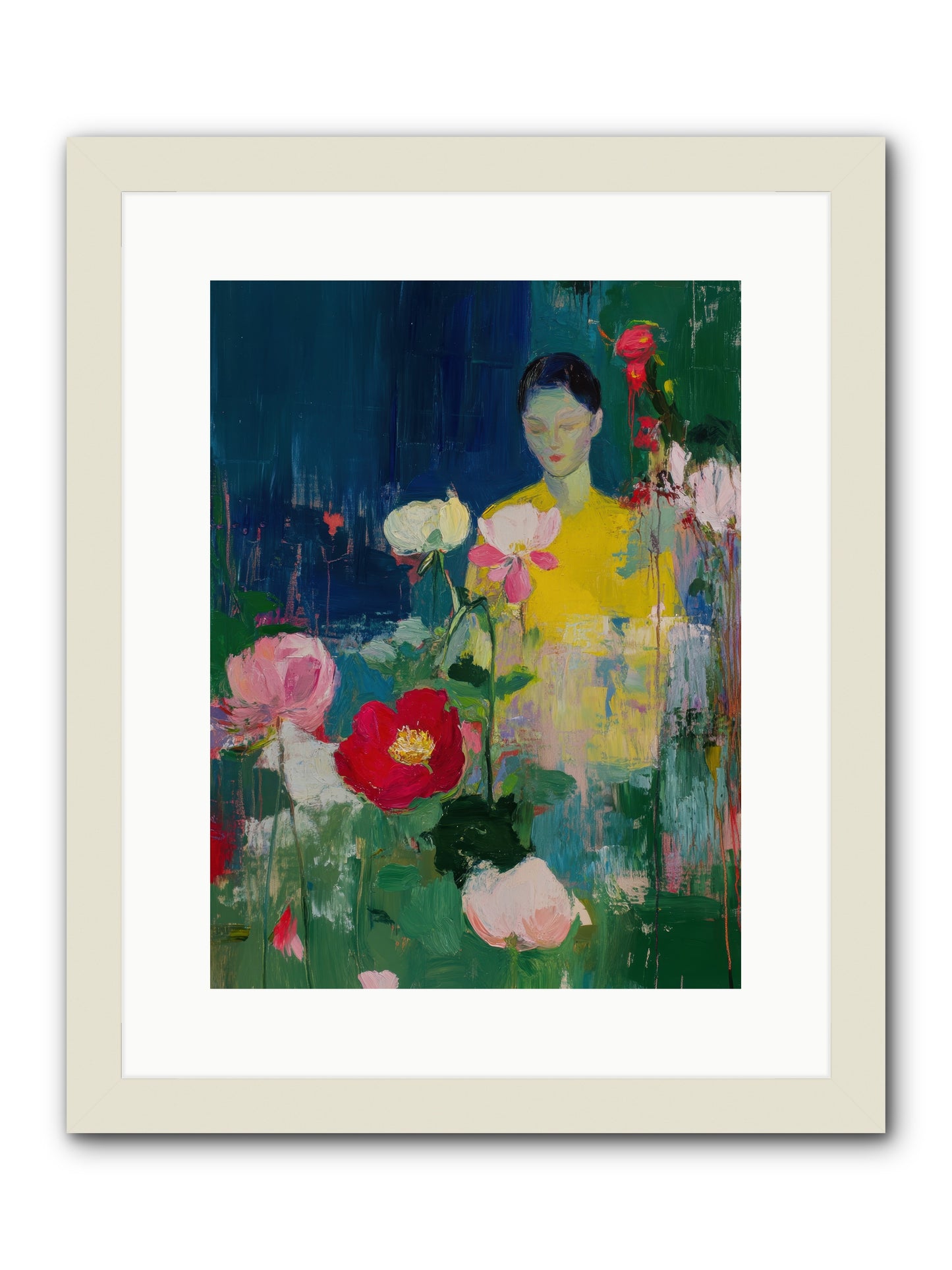 Moonlit Floraison -- Framed Print - White 12x16