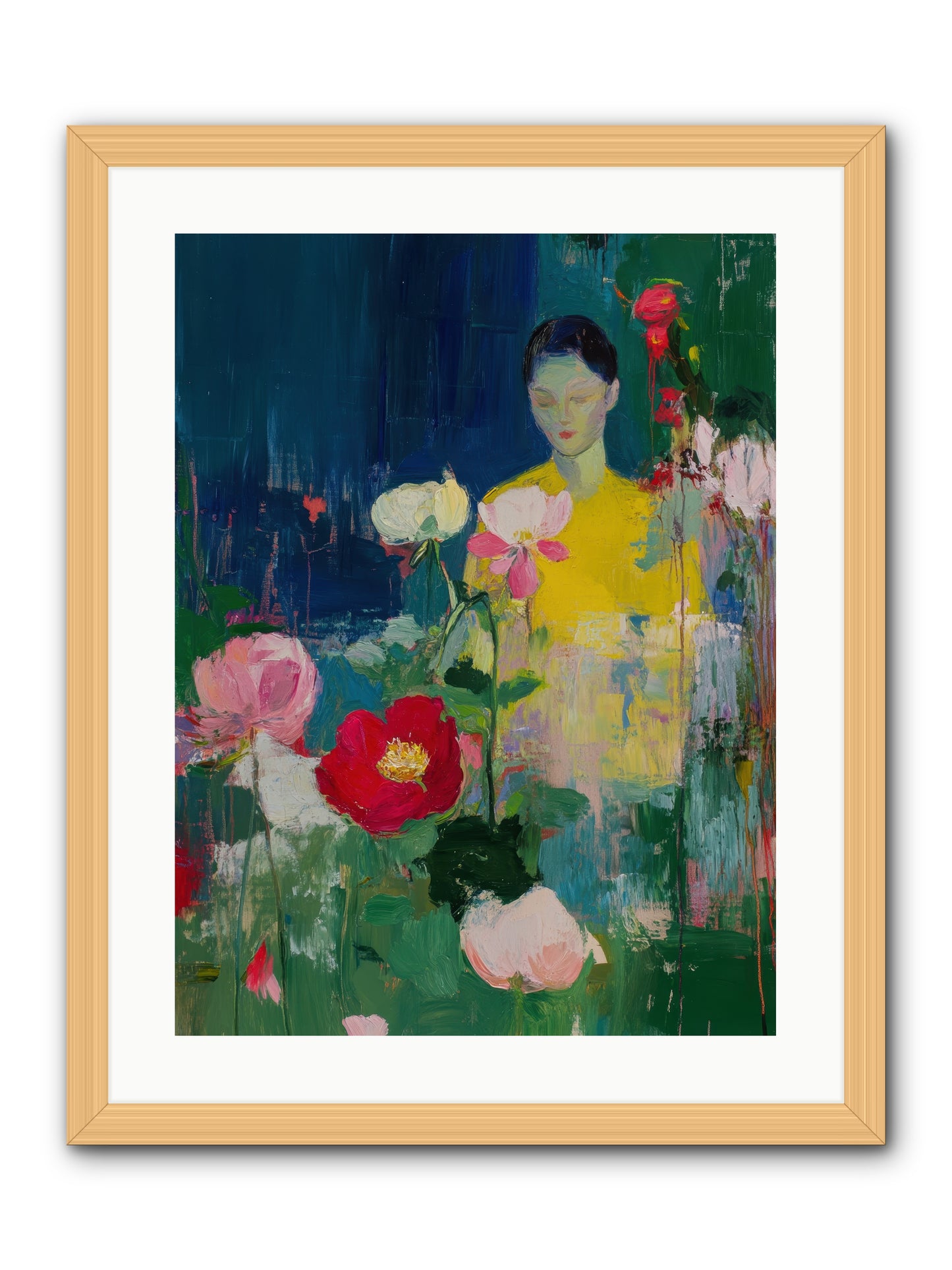 Moonlit Floraison -- Framed Print - Natural 18x24