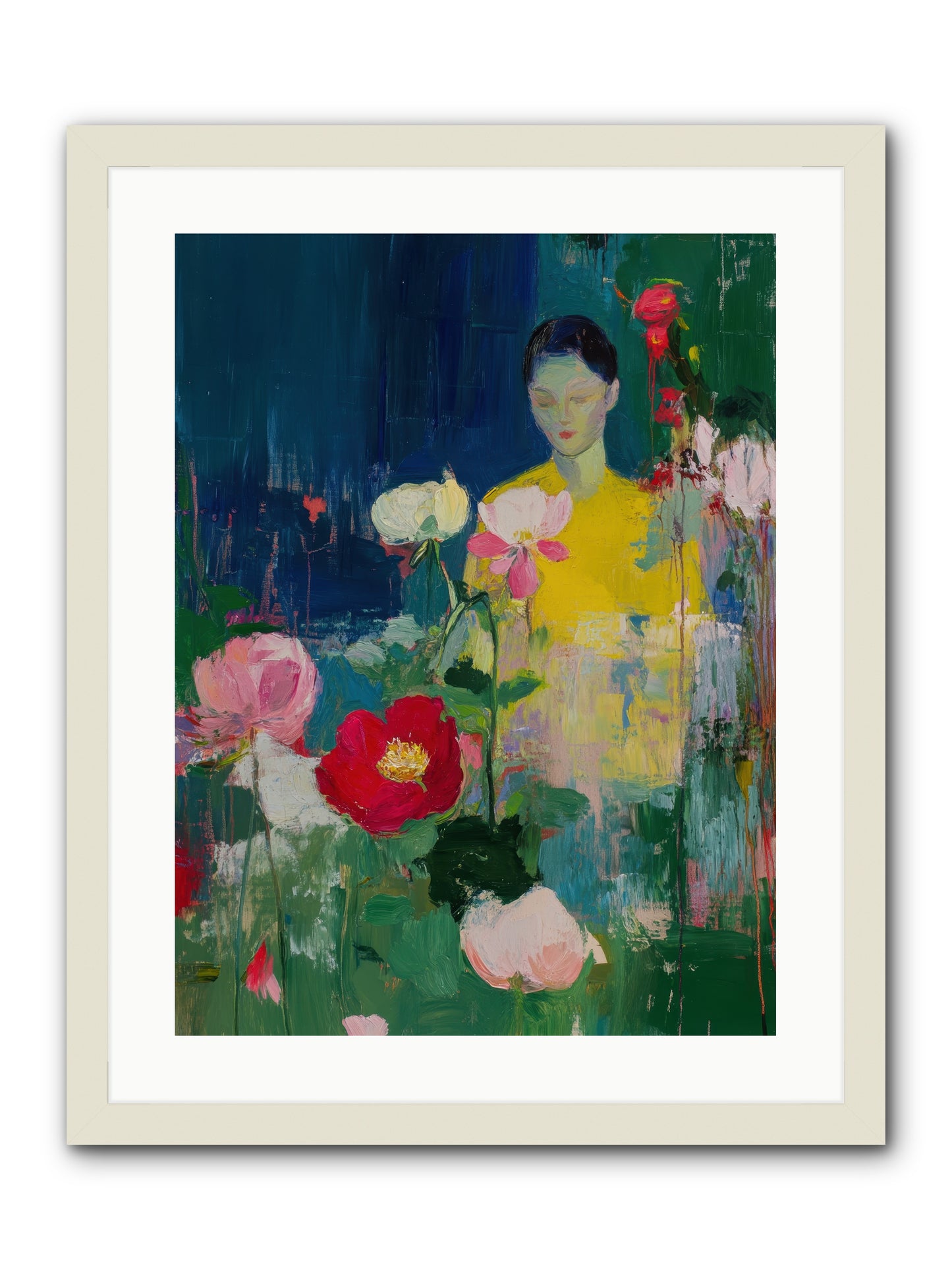 Moonlit Floraison -- Framed Print - White 18x24