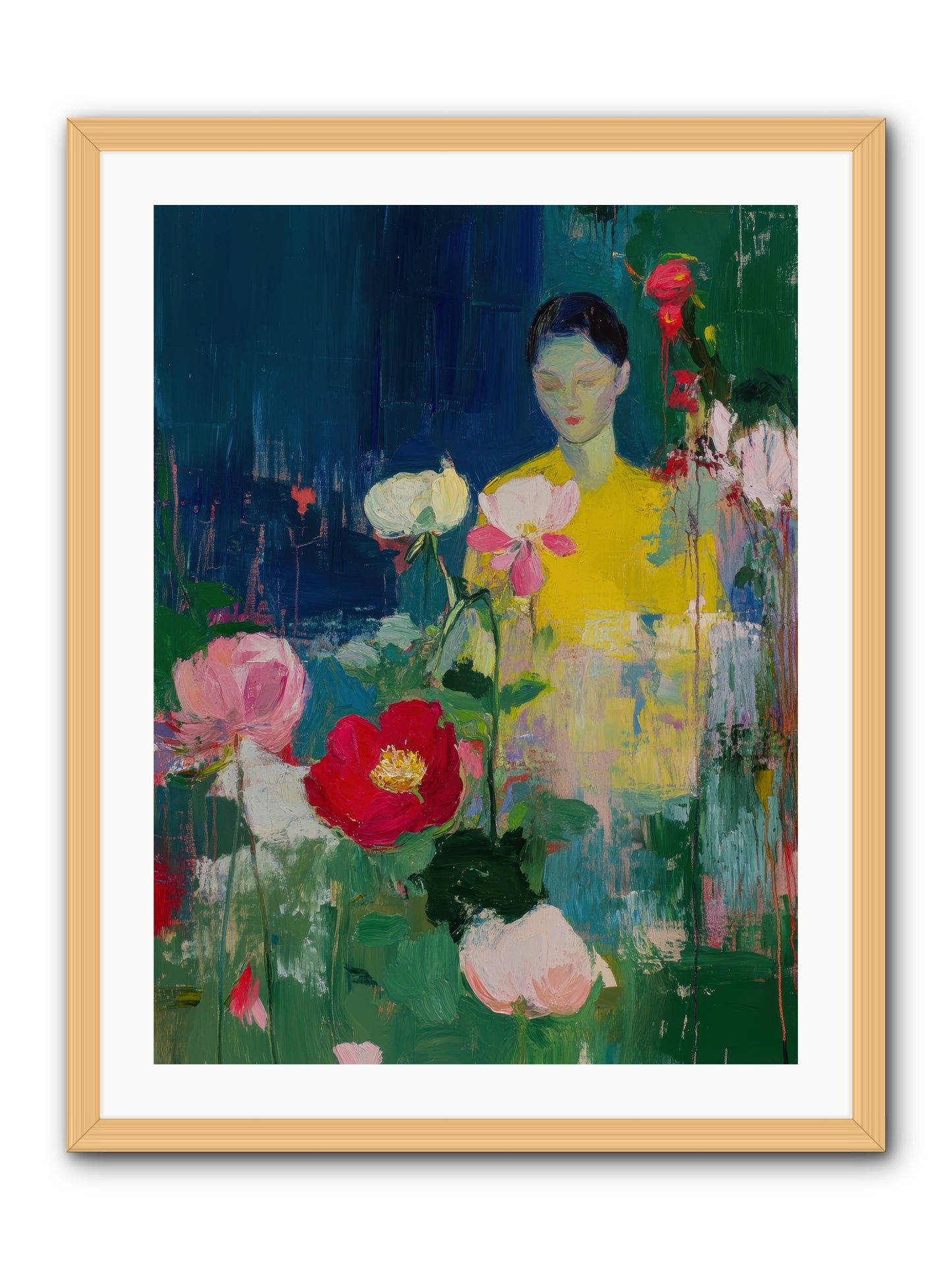Moonlit Floraison -- Framed Print - Natural 24x32