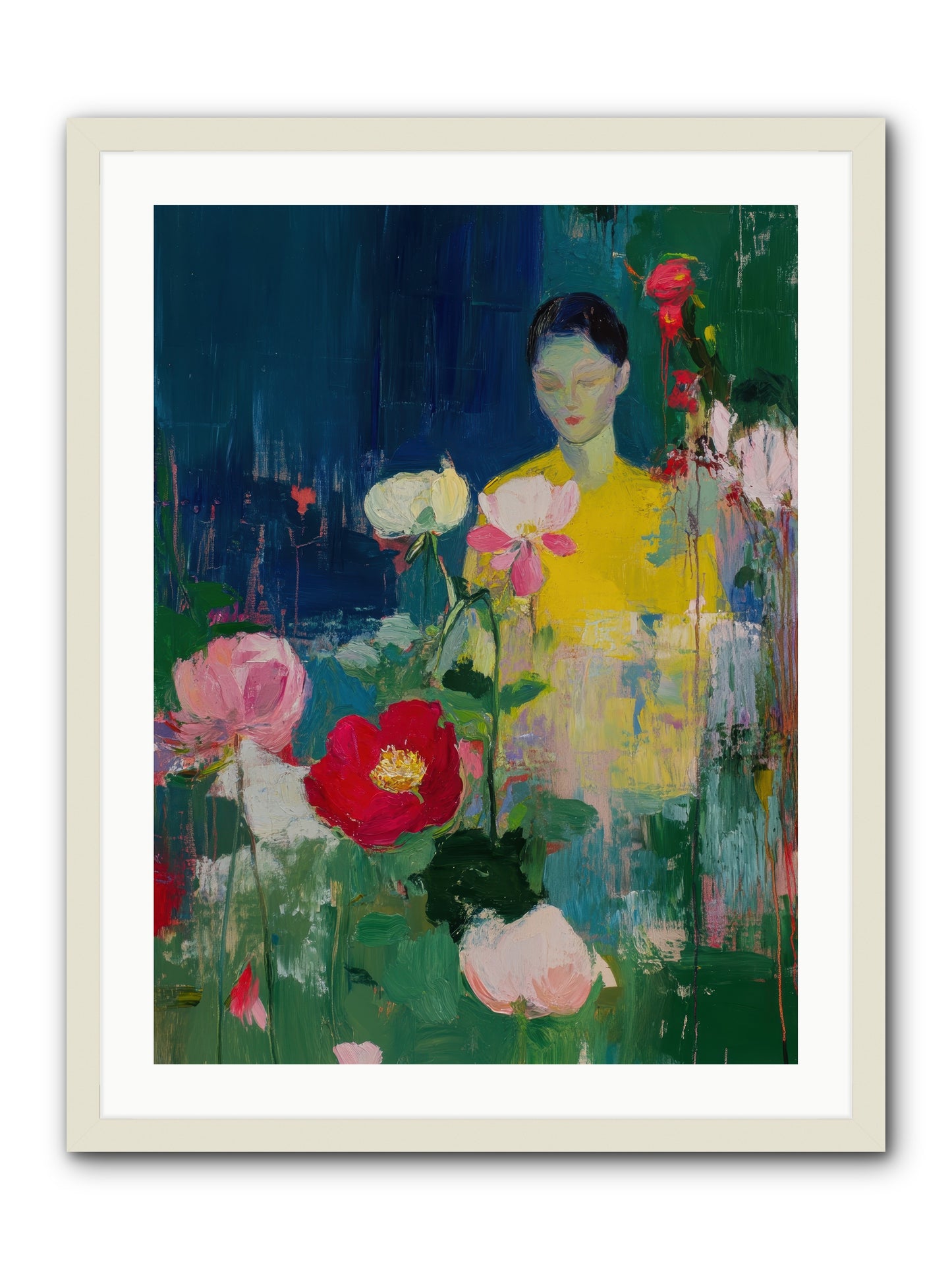 Moonlit Floraison -- Framed Print - White 24x32