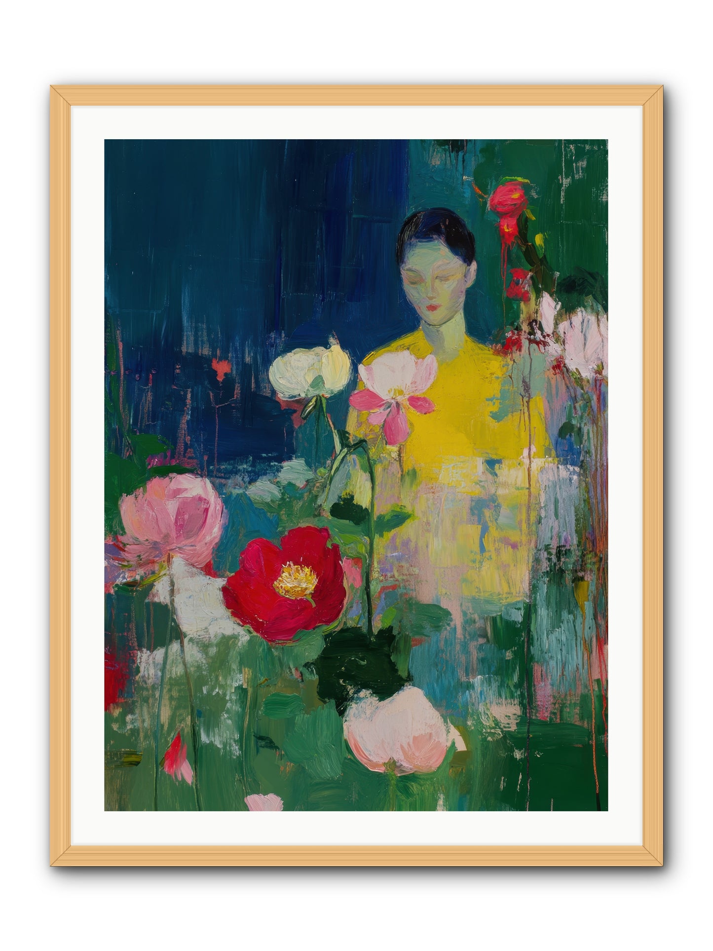 Moonlit Floraison -- Framed Print - Natural 30x40